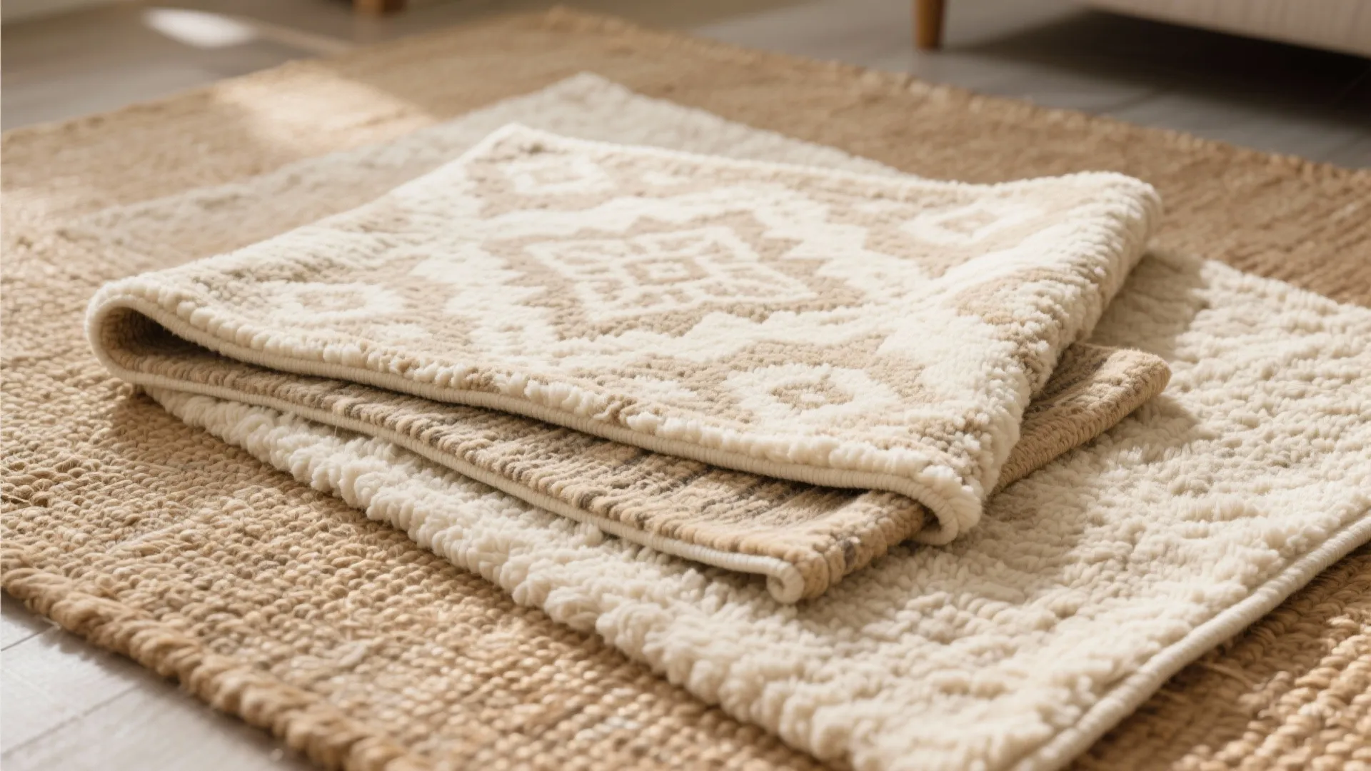 5. Layered Neutral Rugs