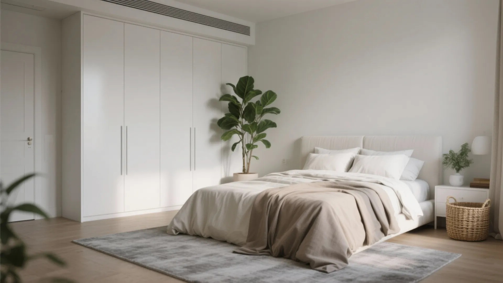 4. Layered neutrals and greenery