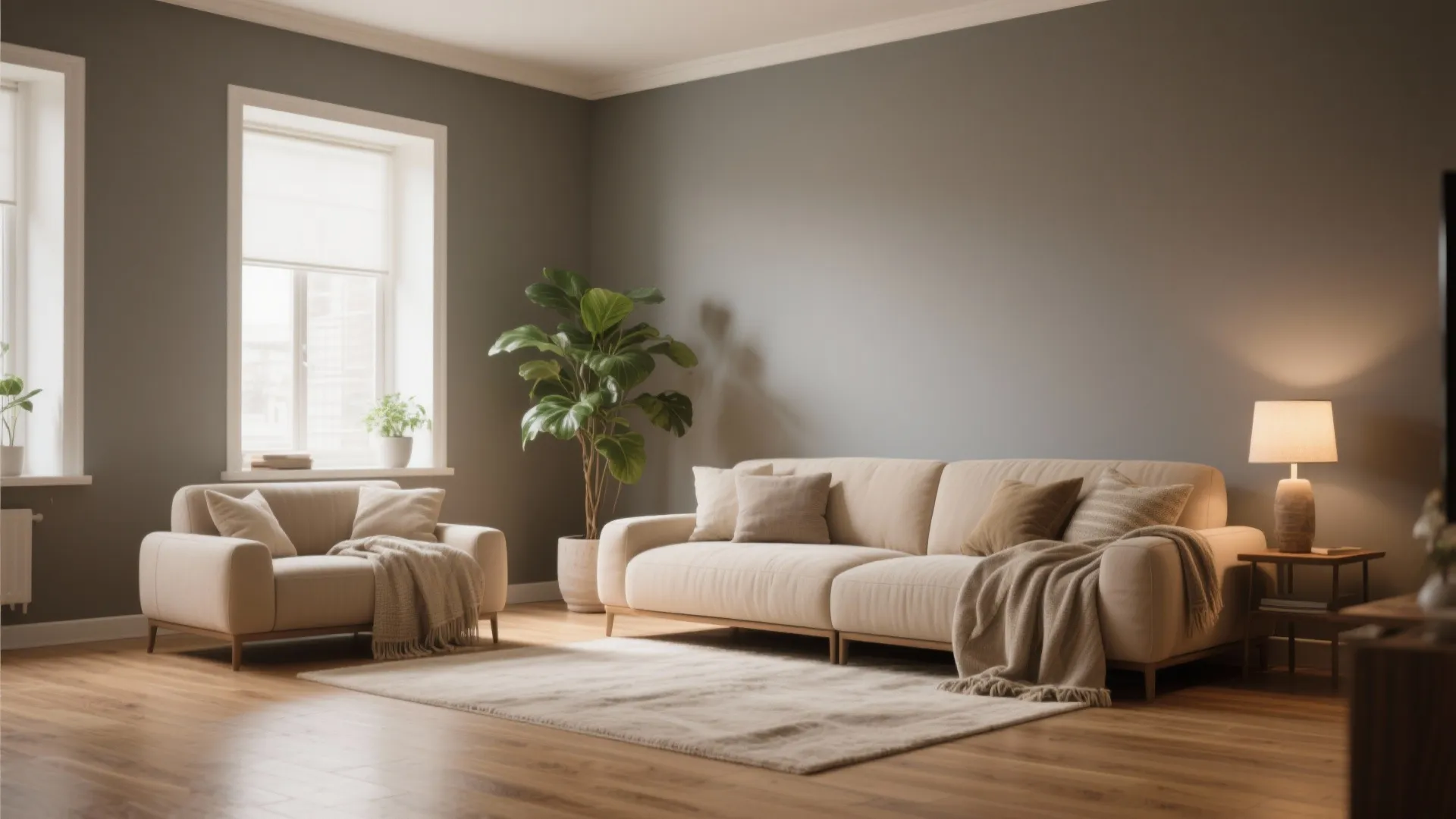 1. Layered Neutrals: Warm greys as a soft backdrop