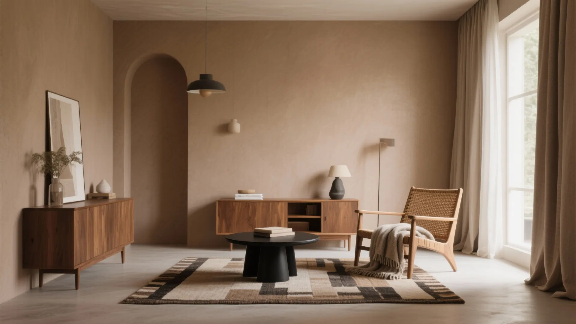 4. Layered neutrals and soft furnishings