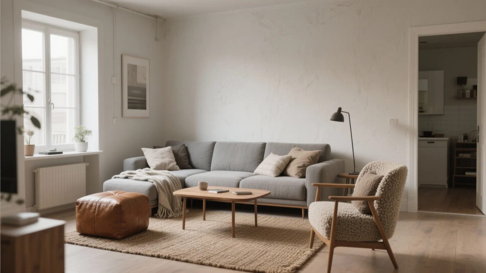 1. Layered Neutrals with Warm Wood