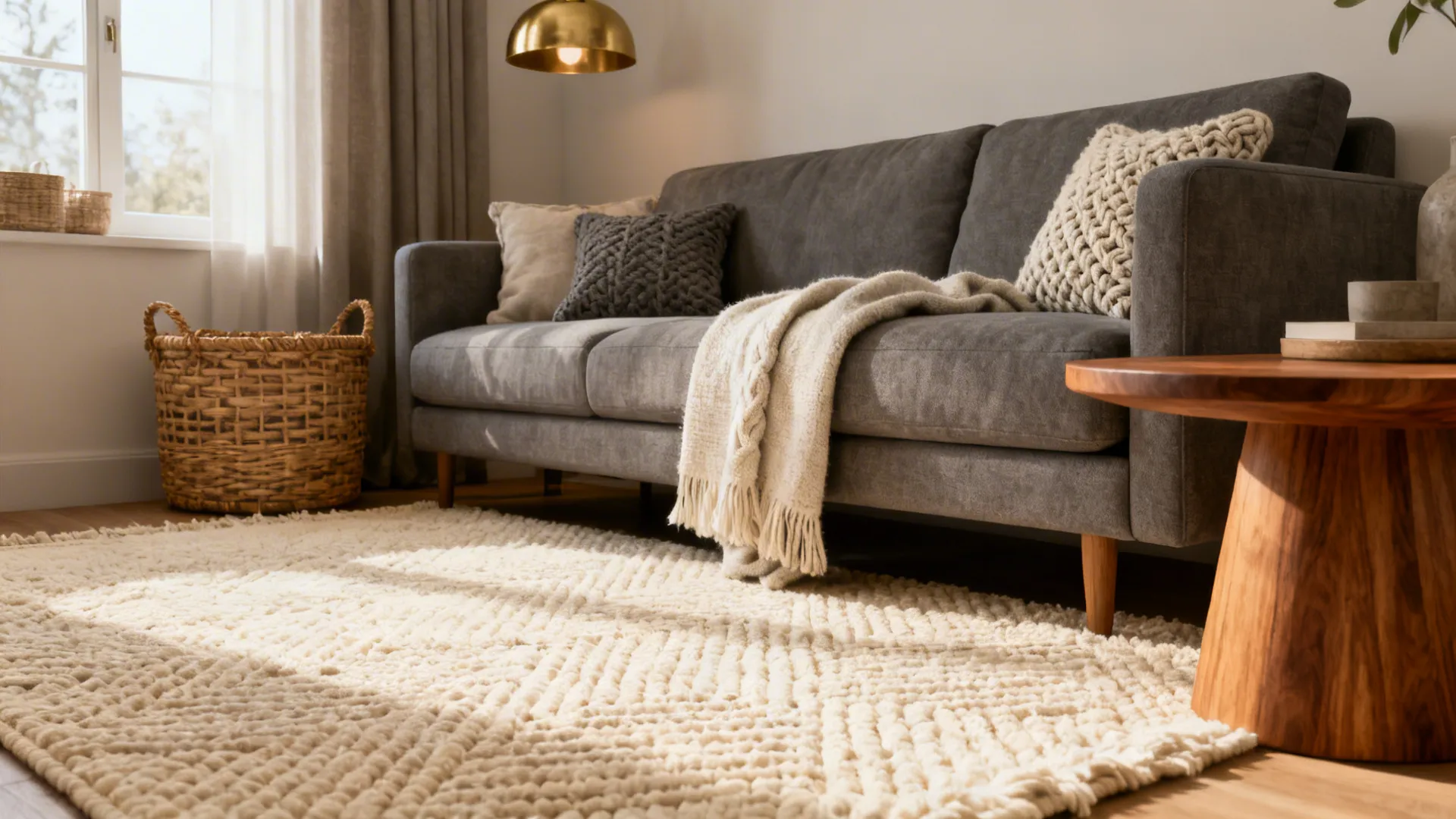 1. Layered Neutrals with Warm Wood