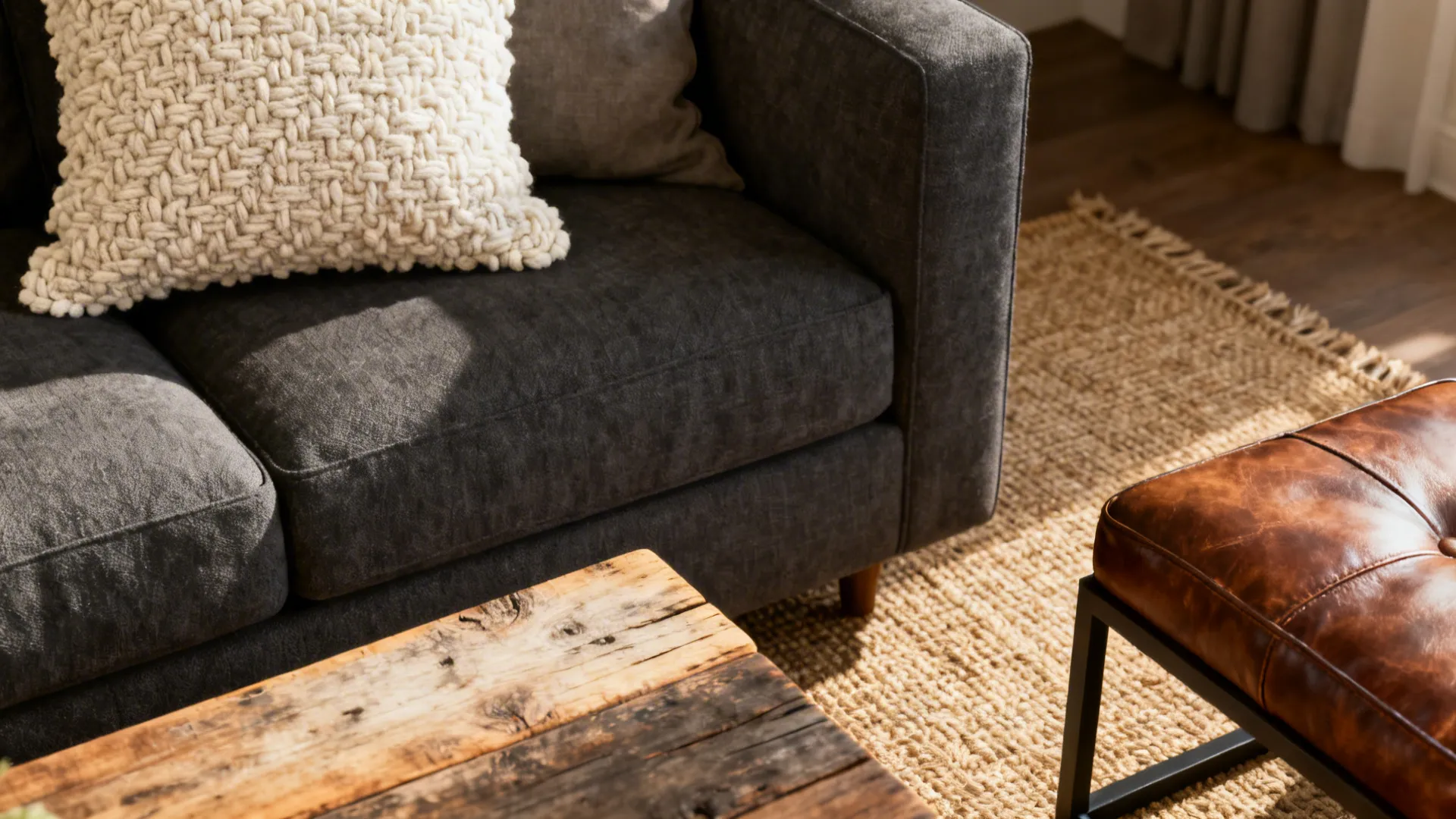 1. Layered Neutrals with Warm Wood