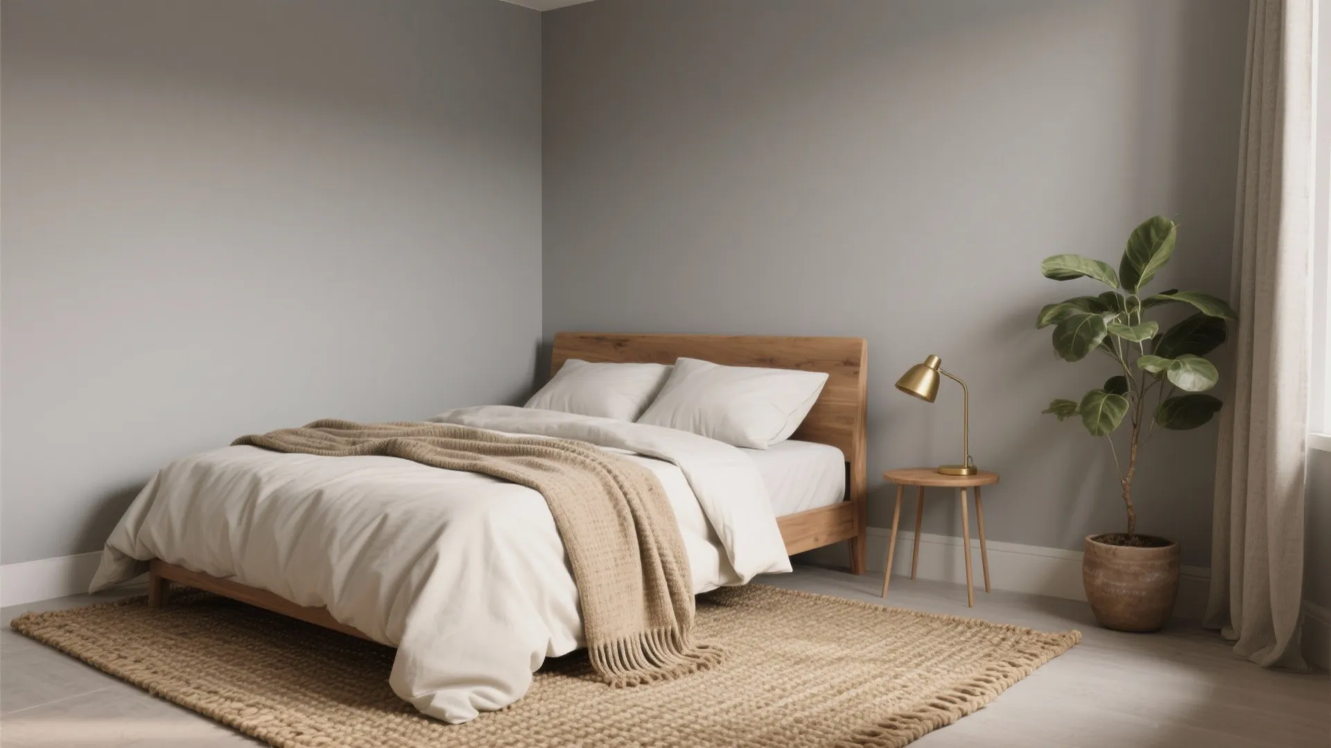 1. Layered neutrals with warm wood accents