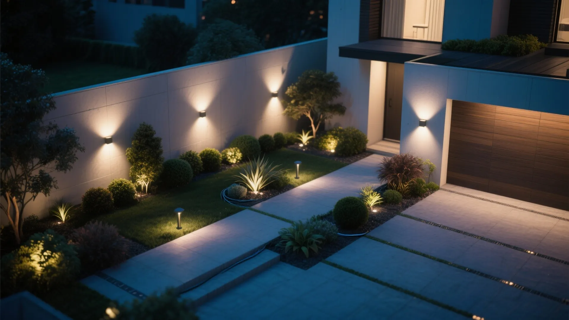 5. Layering with path and accent lights for depth