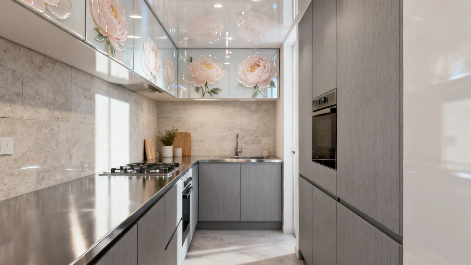 Layered minimal fronts with acrylic floral panels