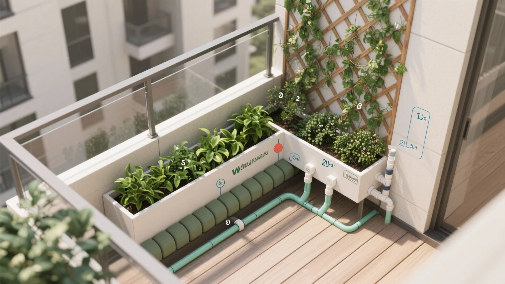 Layered vertical garden box + trellis combo