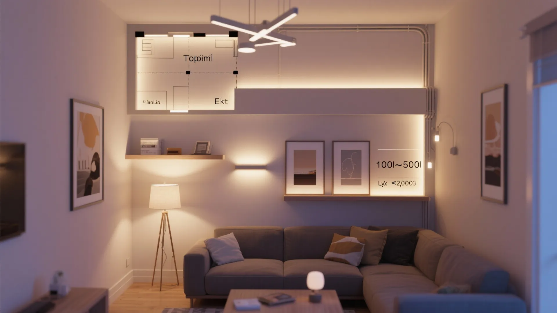 Layered lighting around frames for depth