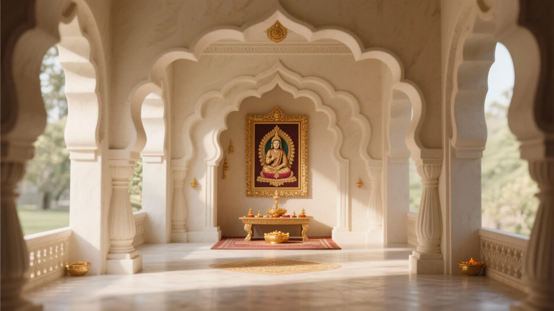 3. Layered POP Arches Framing the Deity