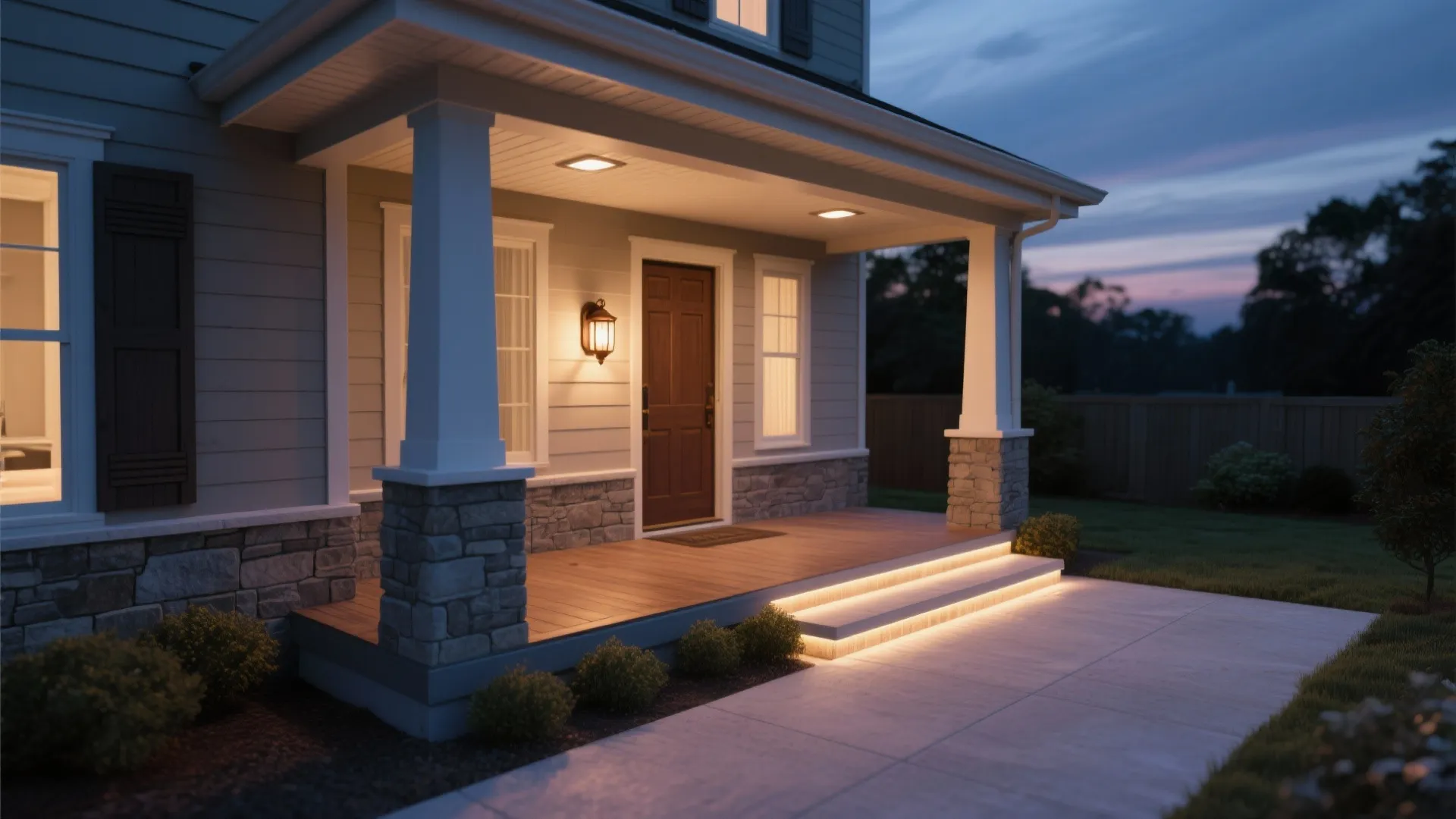 2. Layered Lighting for Small Porches