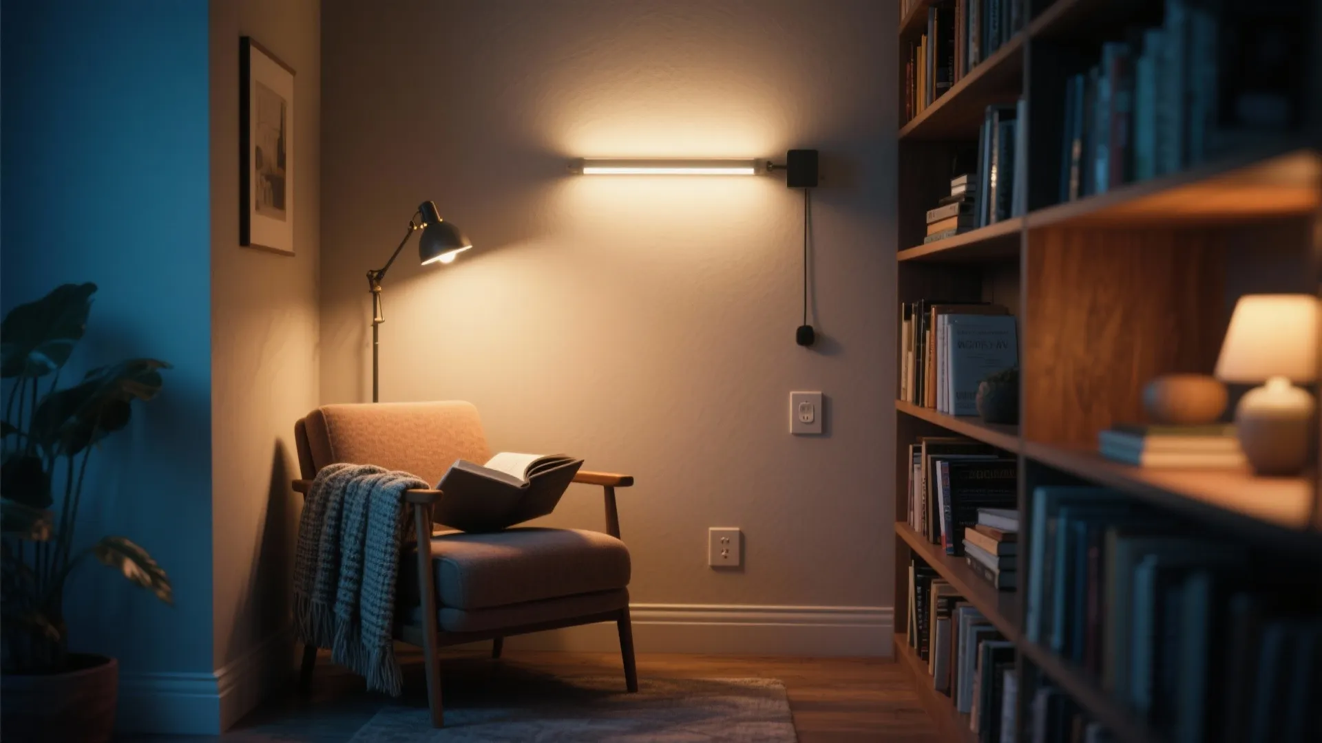 4. Layered LED wall sconces to define a reading nook