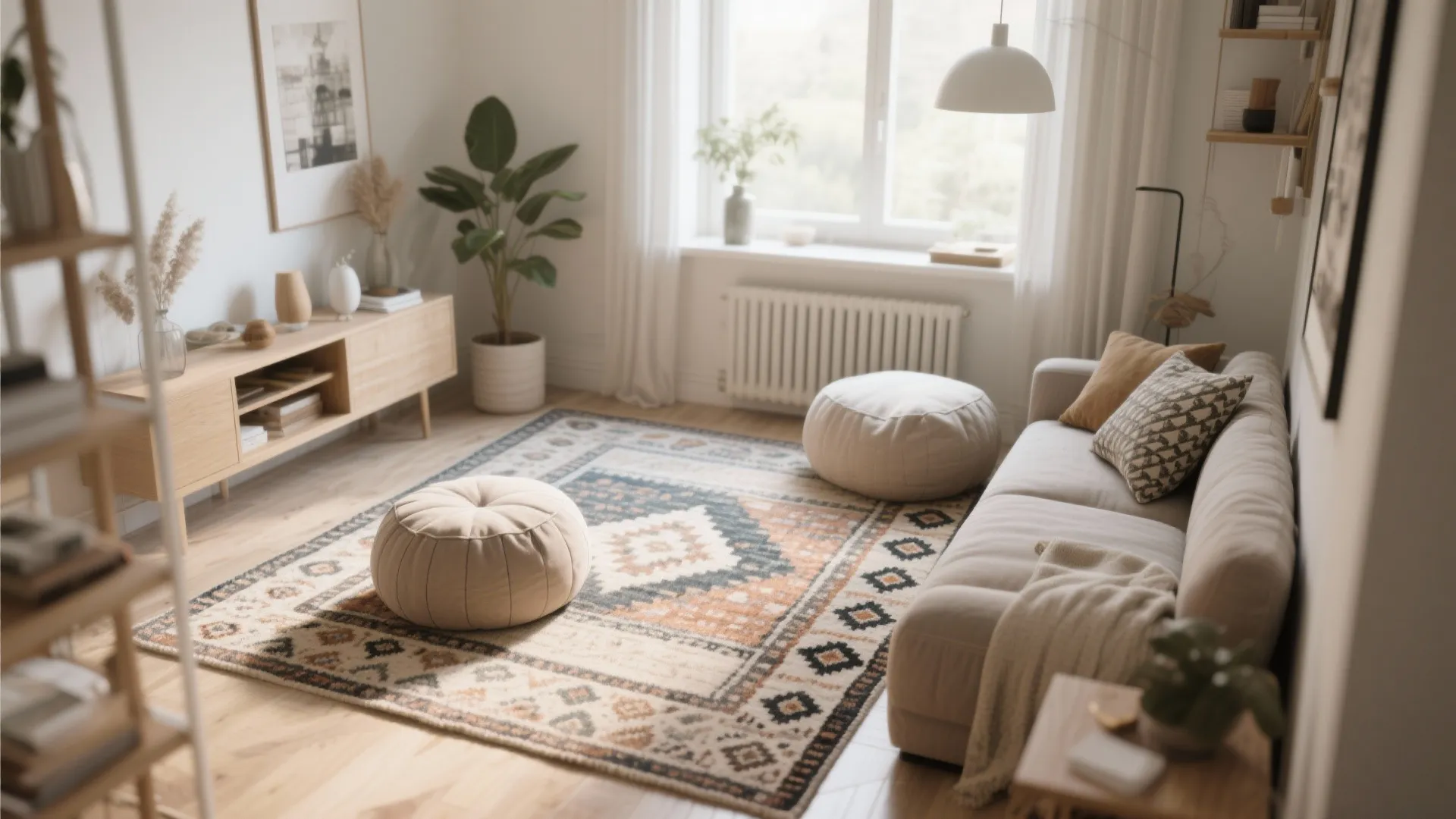 7. Layered Rugs for Defined Zones