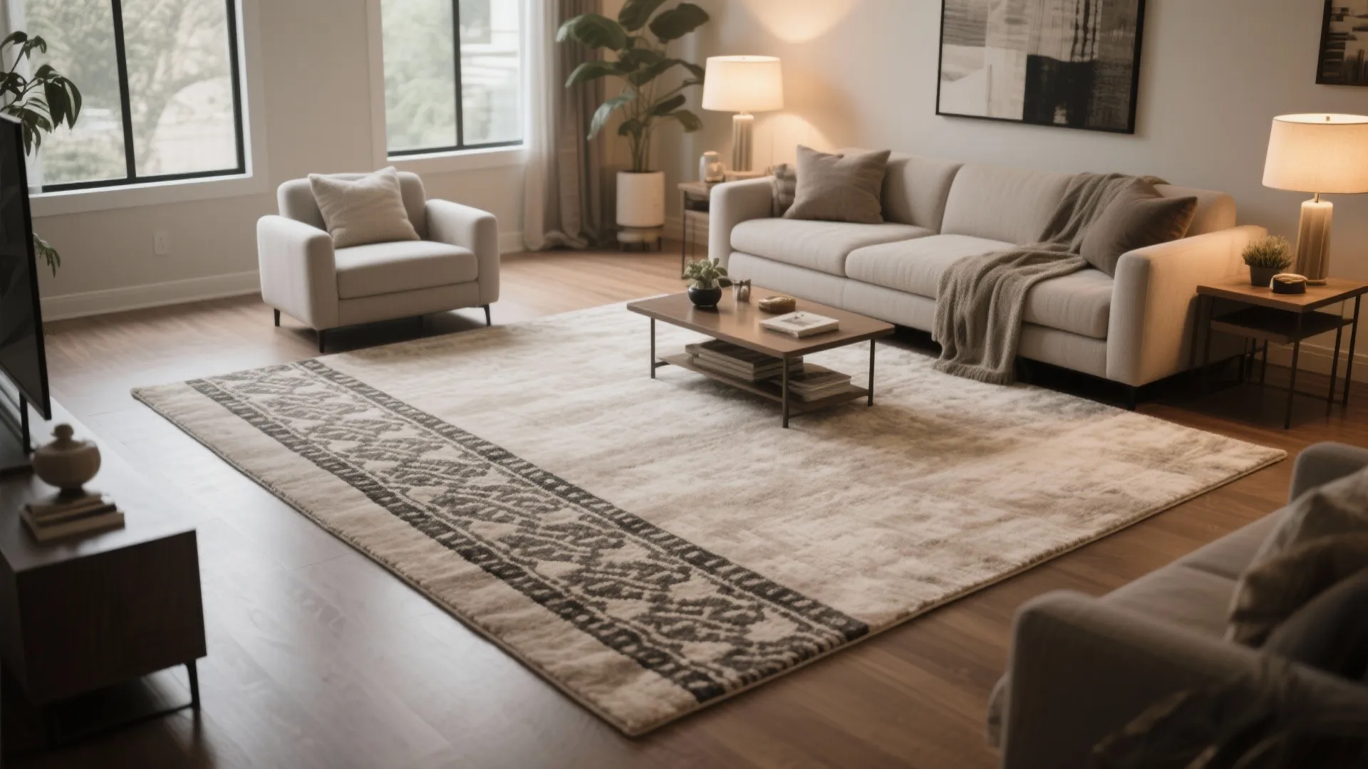 2. Layering with Smaller Accent Rugs