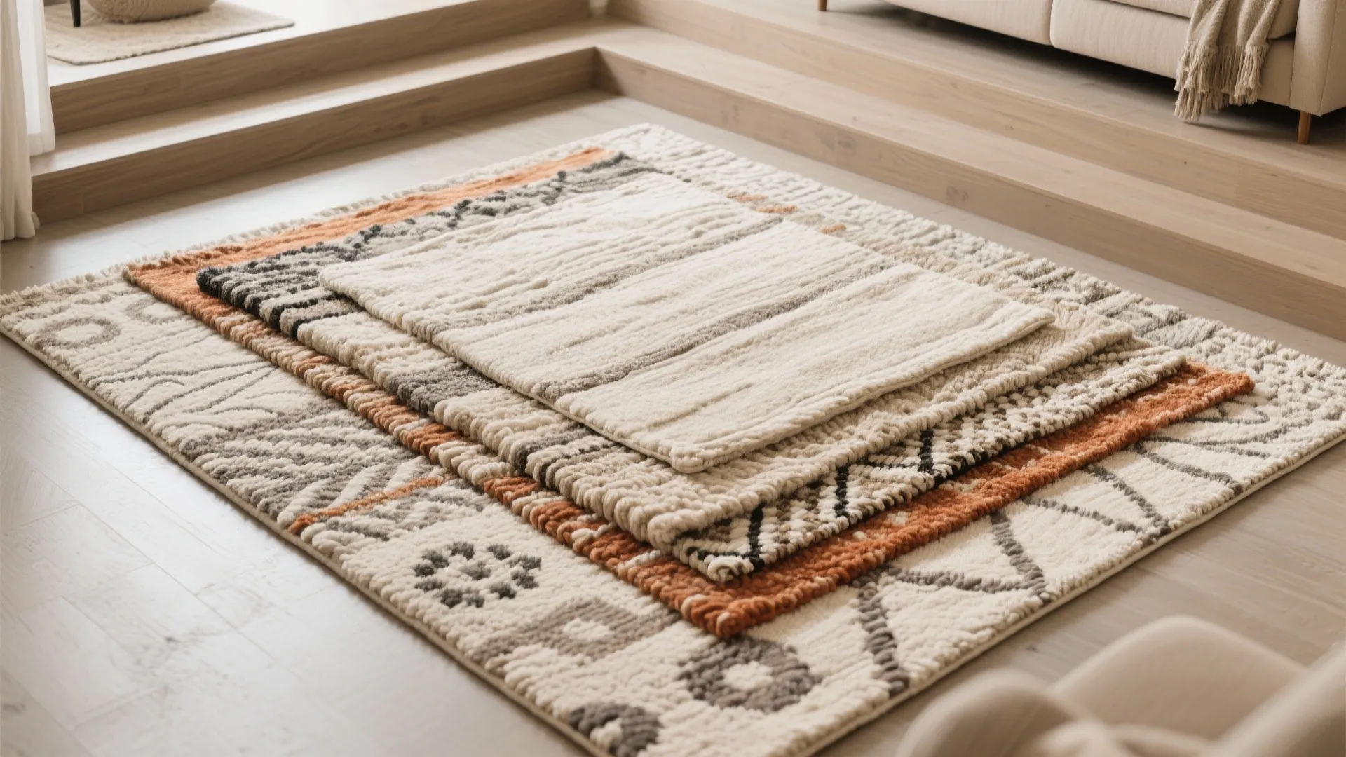 8. Layered Area Rugs