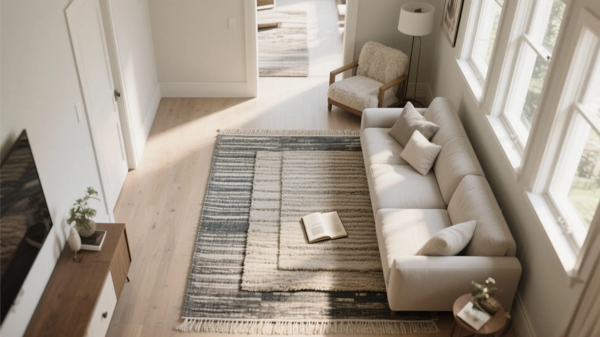 Layered Rugs for Visual Breaks