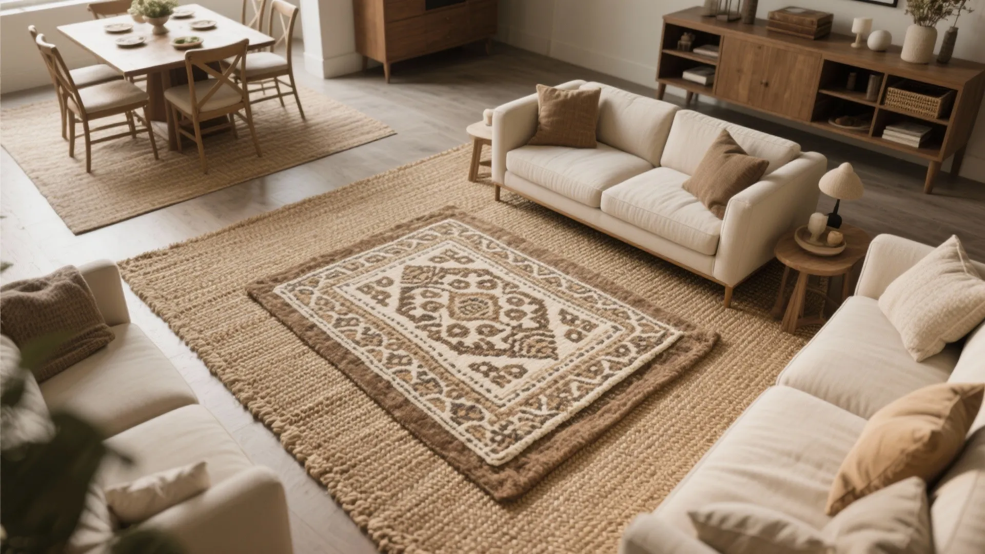 8. Layered Rugs to Define Zones
