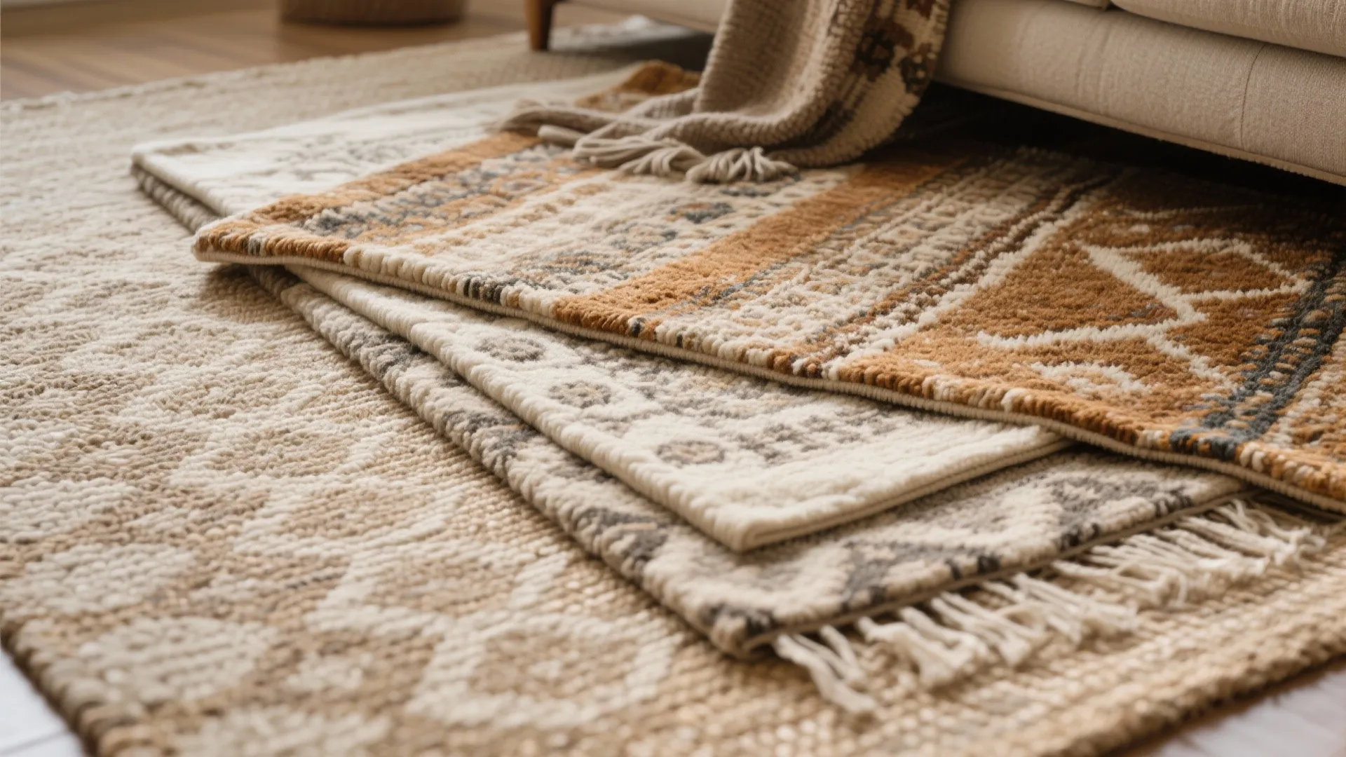 Mixed Material Rug Layering