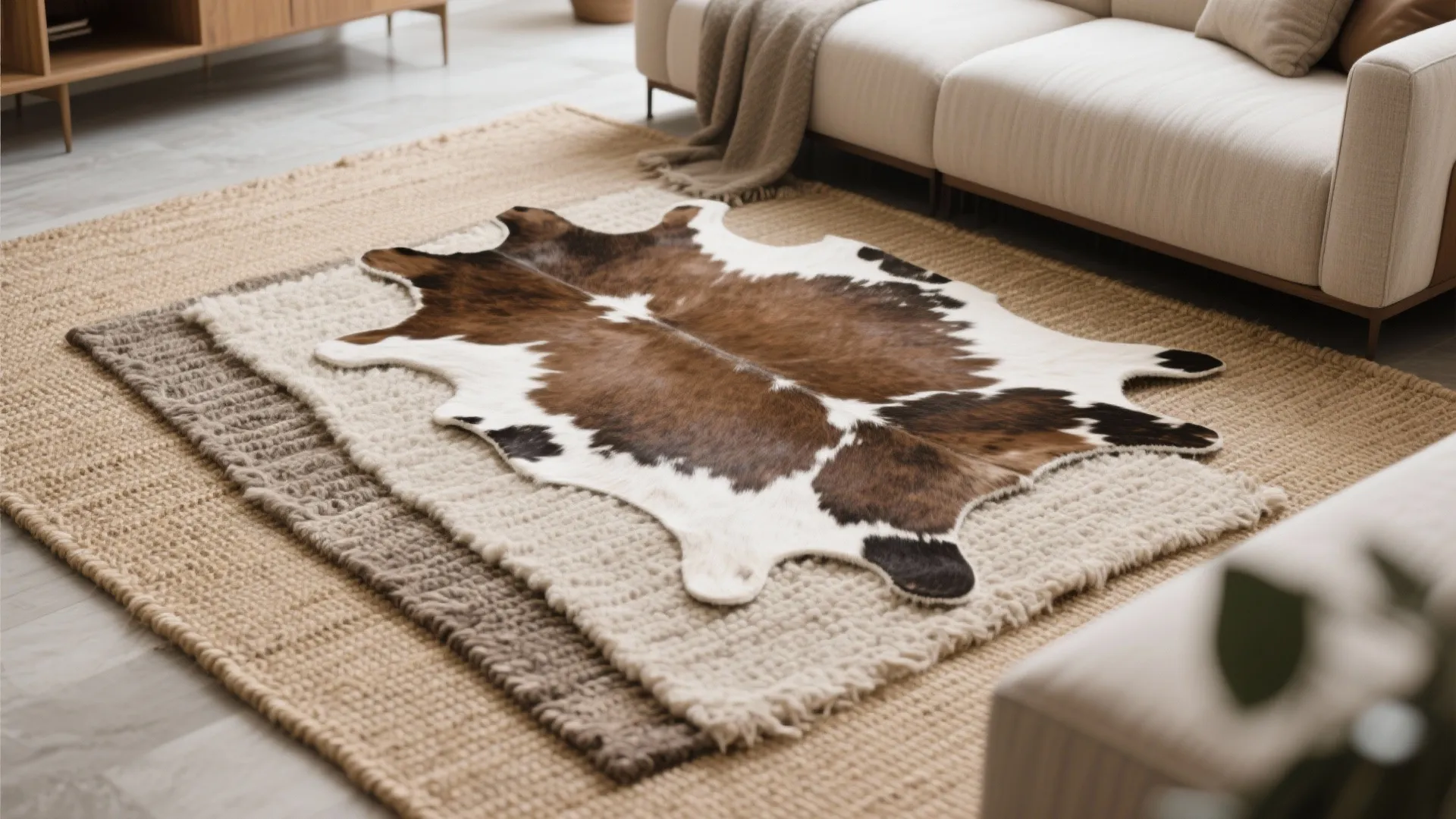 6. Layered Area Rugs