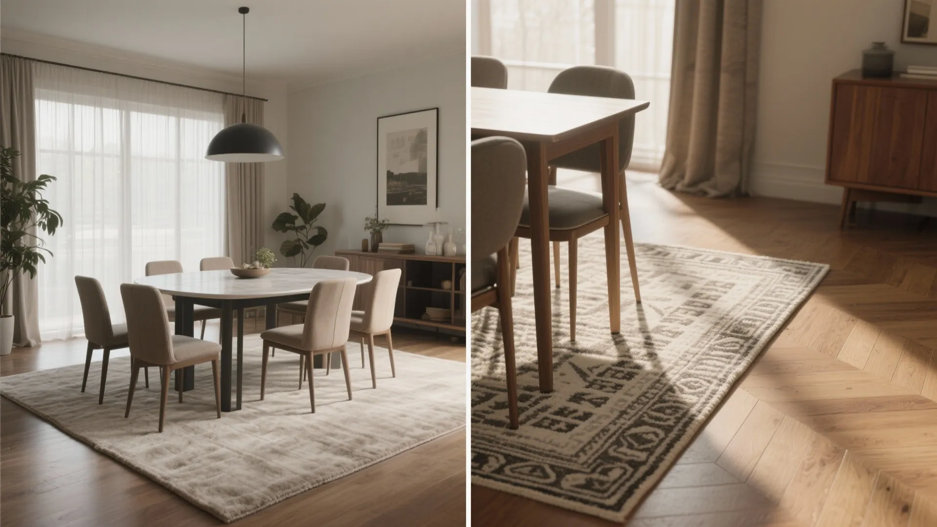 4. Layered rugs to add depth and protect floors