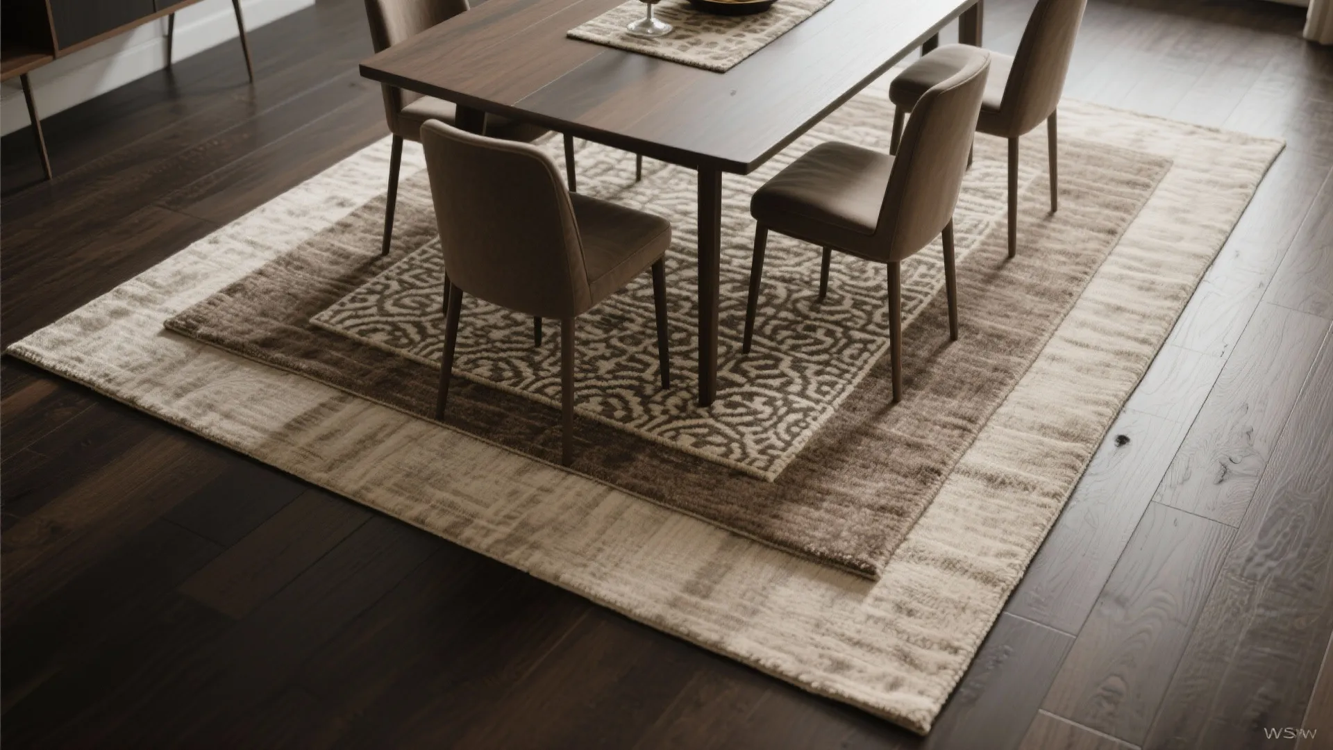 2. Layer Rugs to Define the Dining Area