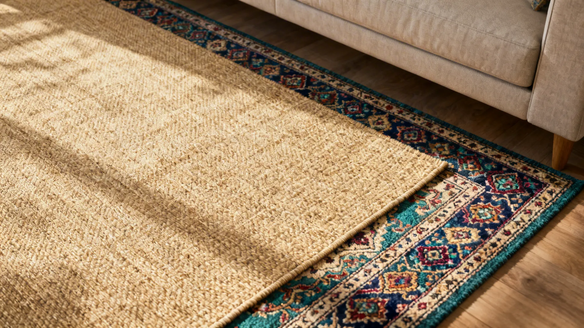 4. Layering Rugs (Creative and budget-friendly)