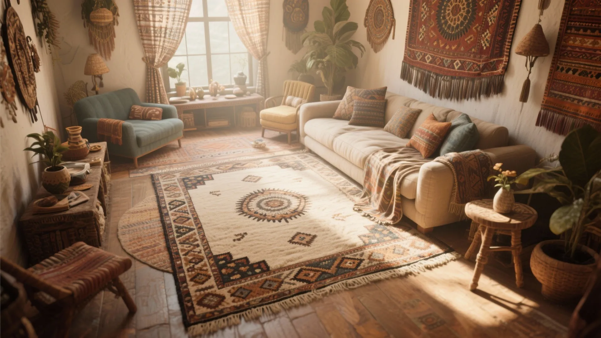 2. Layering with a Smaller Accent Rug