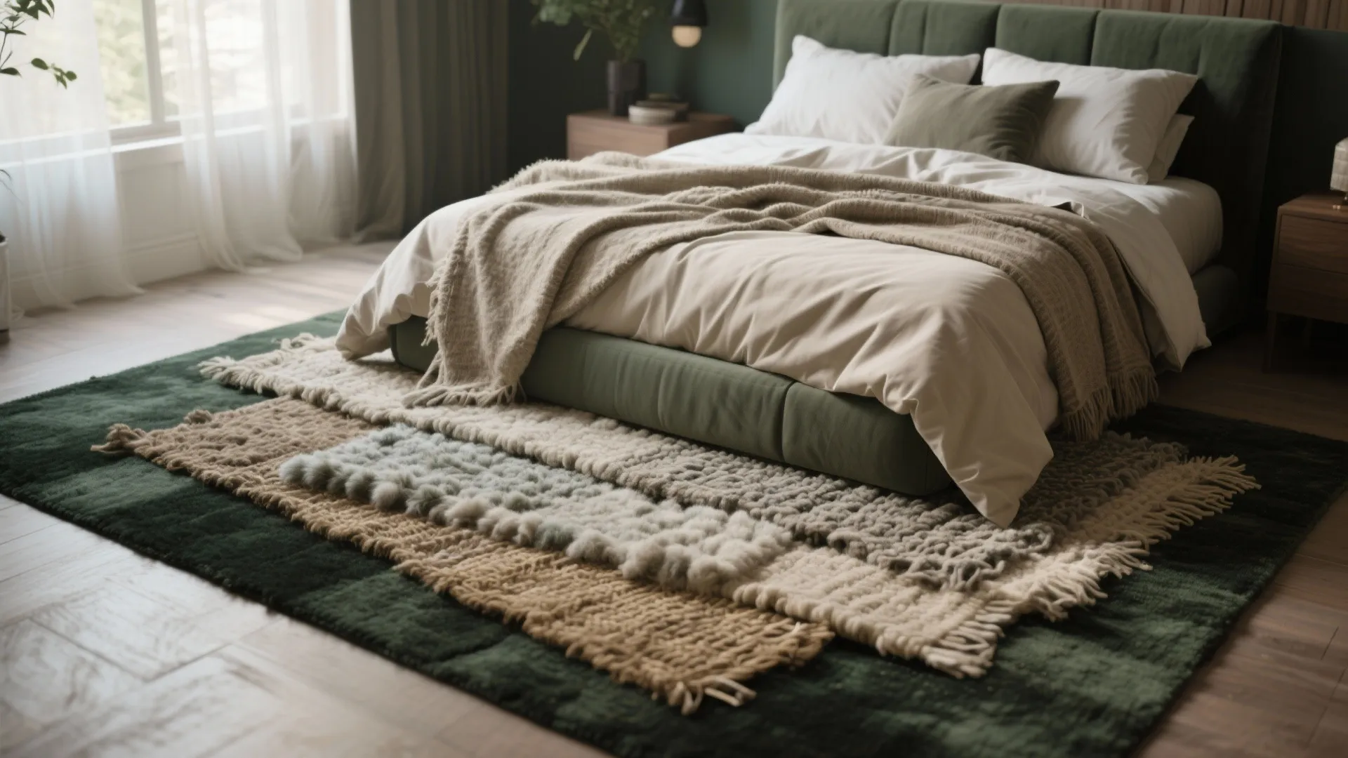4. Layer with Textured Rugs