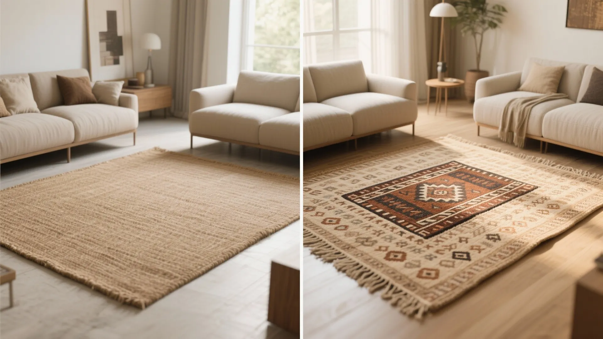 Layering a Thin Flatweave Over a Large Natural Fiber Base