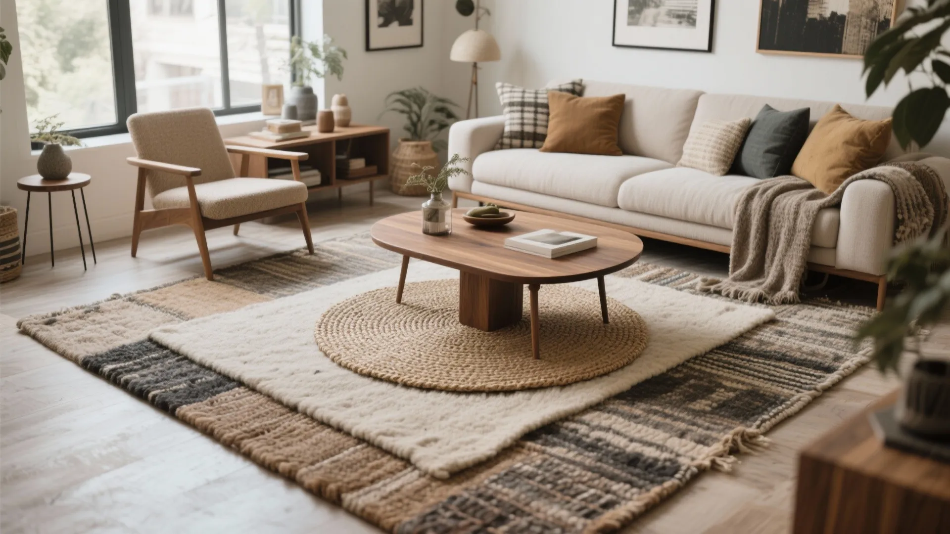 2. Layered Rugs for Depth