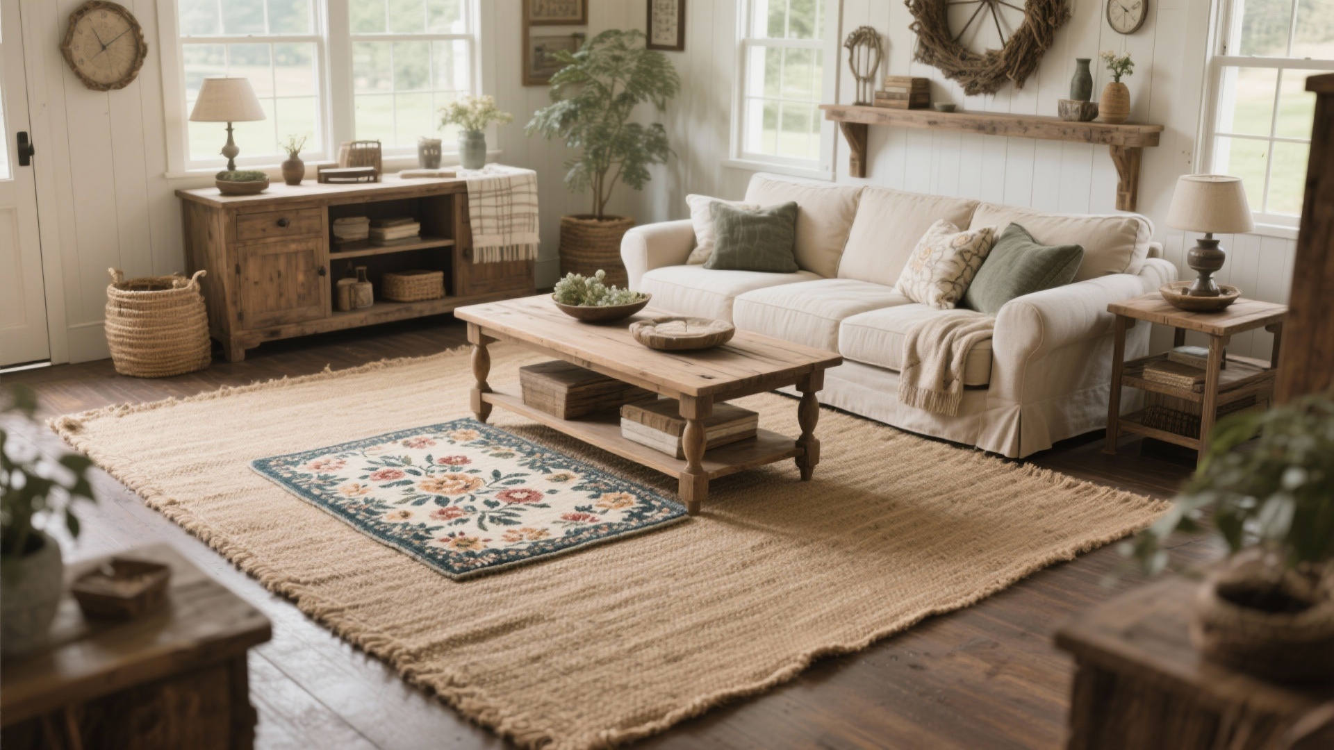 10 Farmhouse Living Room Rug Ideas