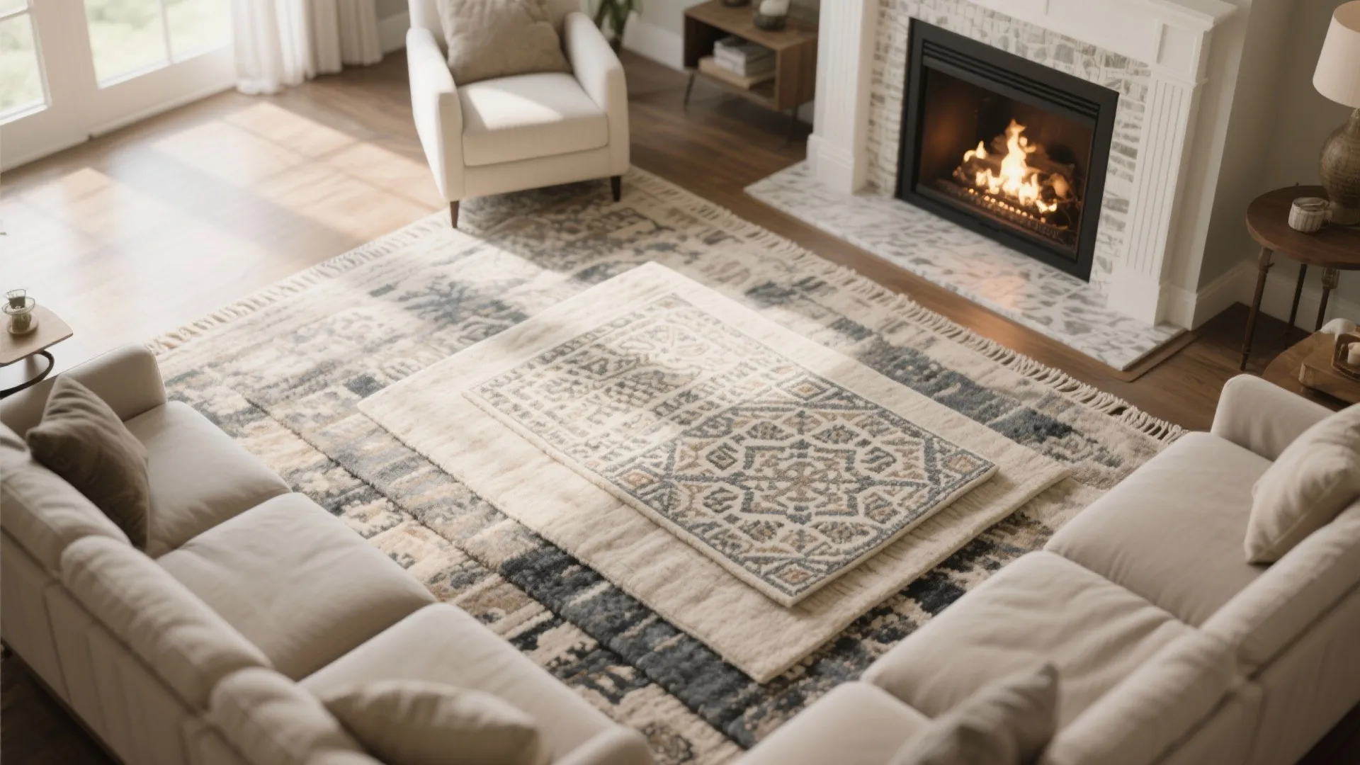 6. Layering Rugs for Zoning
