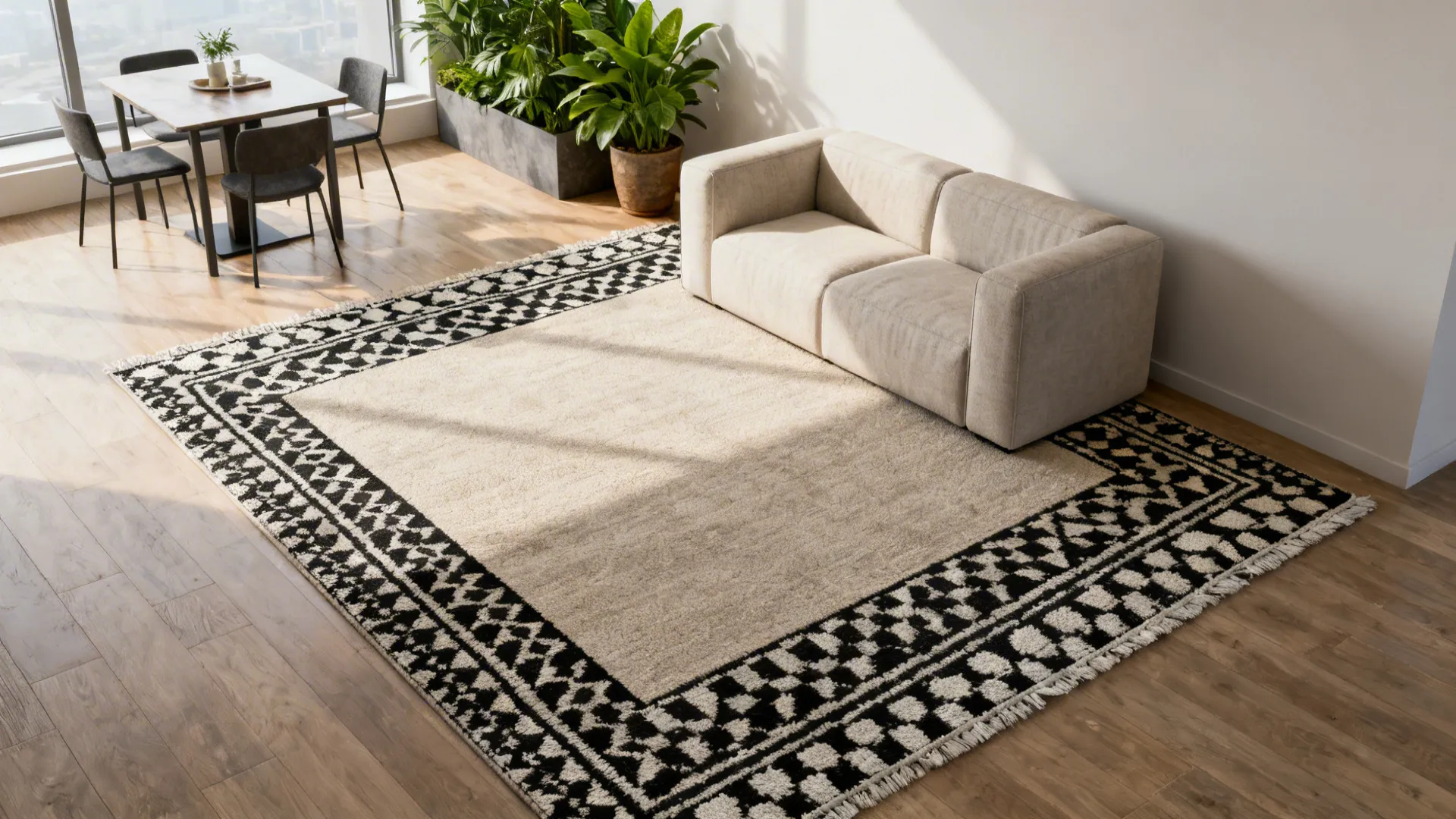 3. Layered Rugs for Flexible Zoning