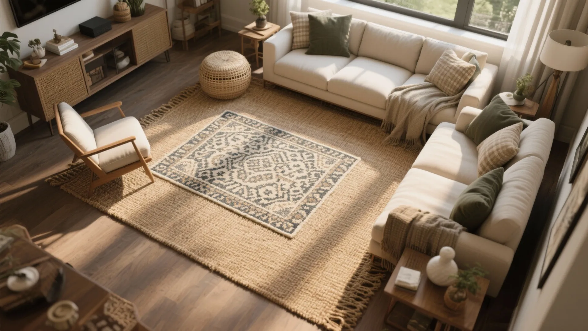 4. Layered Rugs Technique