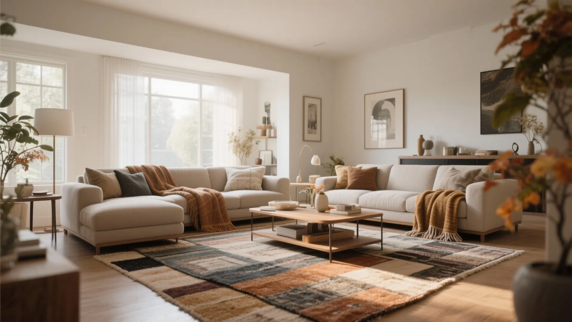 8. Textural Layering with Rugs and Throws