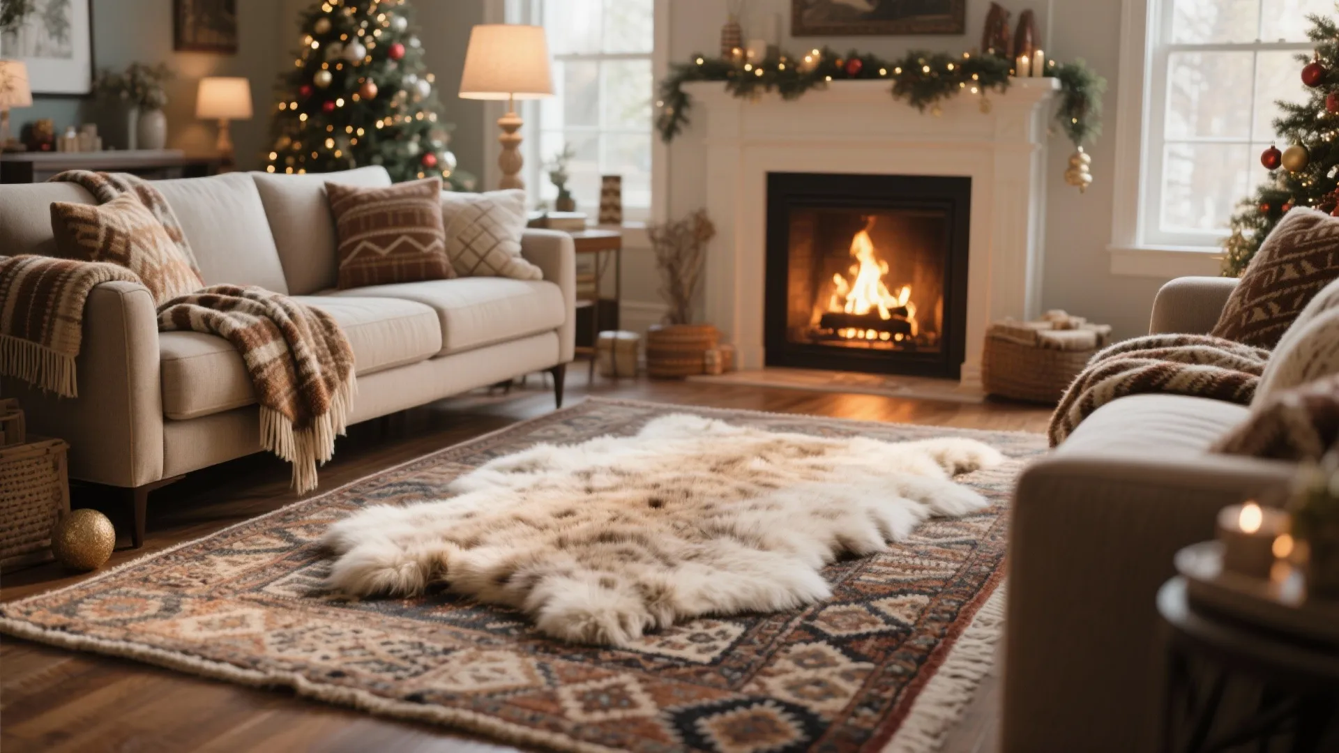 Layered rug and throw combo