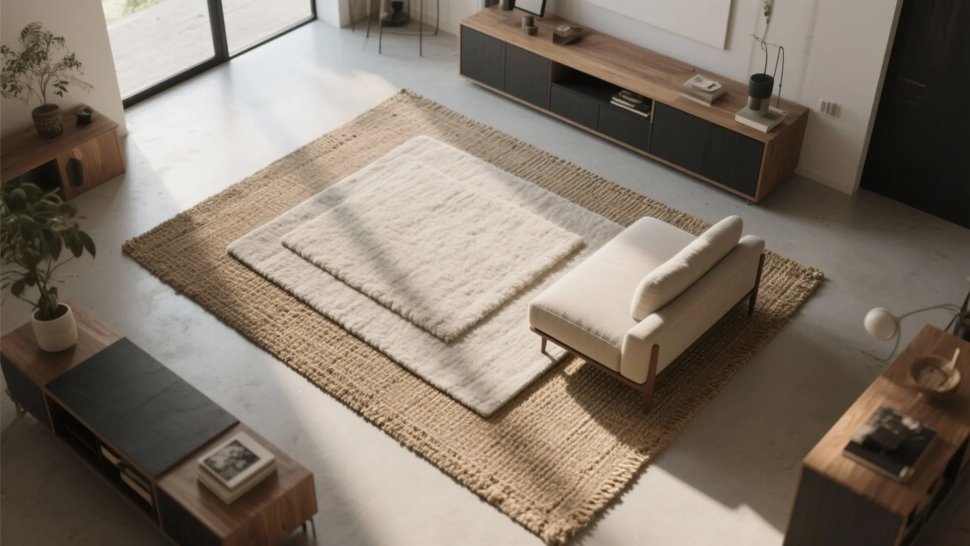 Layered Rugs for Depth and Zones