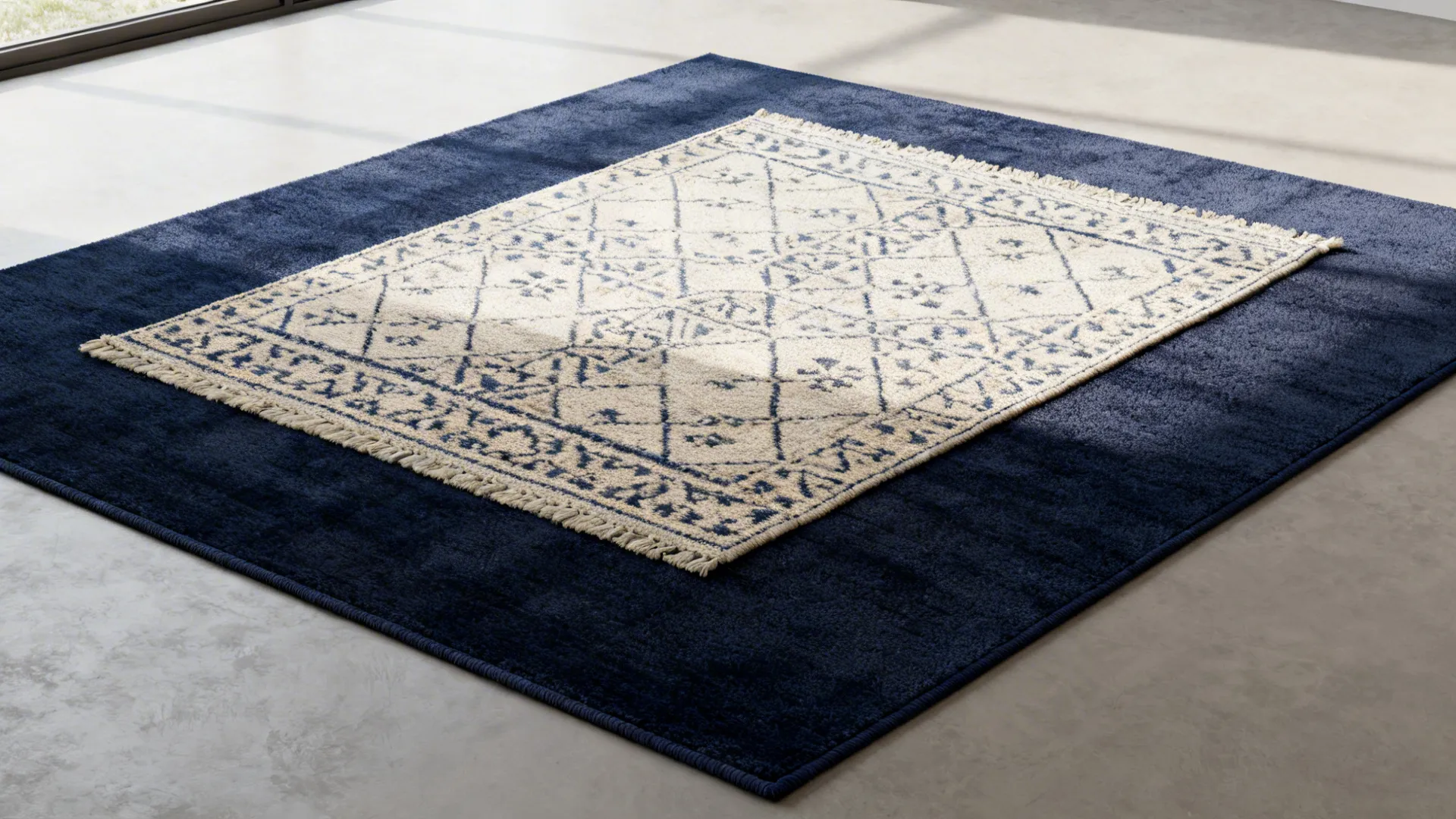 2. Layer with a lighter patterned rug