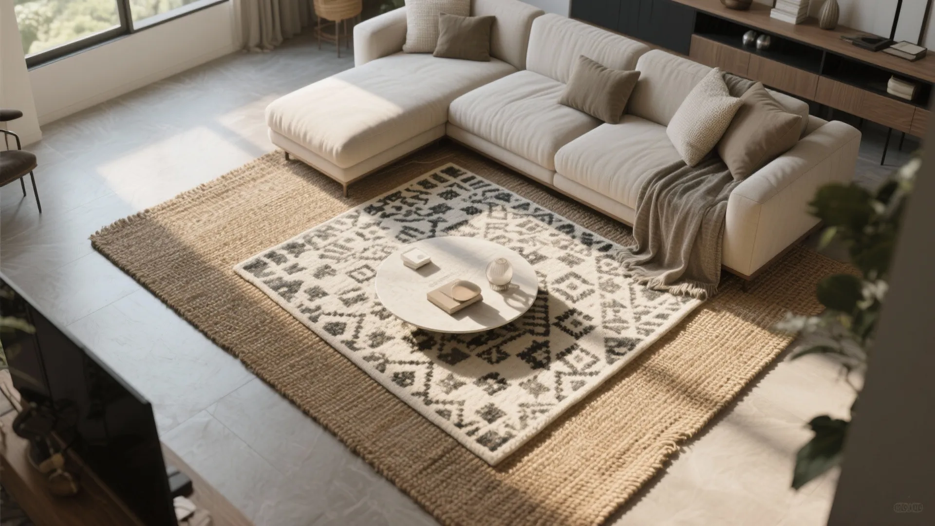 8. Rug Layering to Define Zones