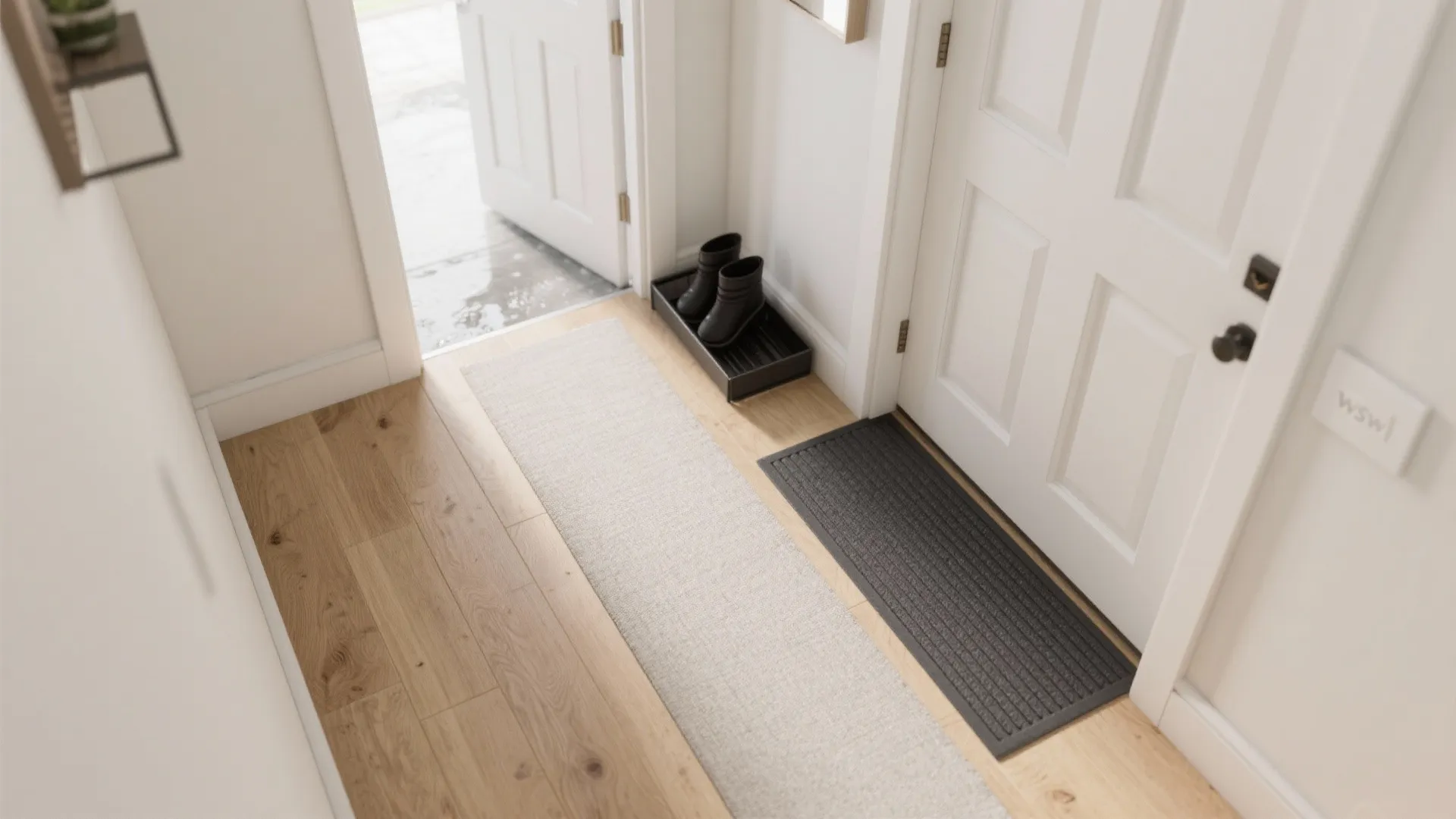 Layered rug + boot tray combo