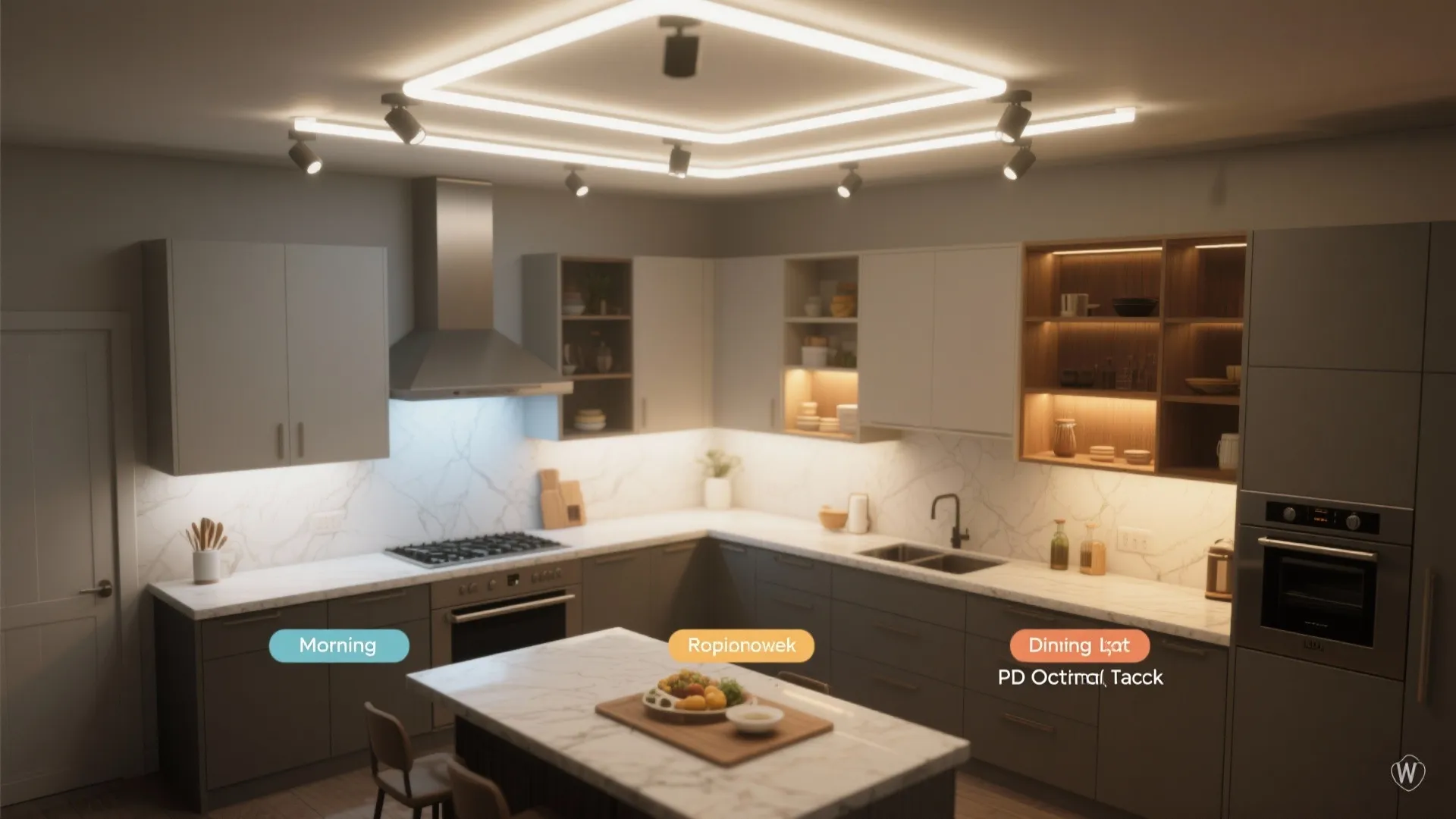 Layered task + ambient with dimming scenes