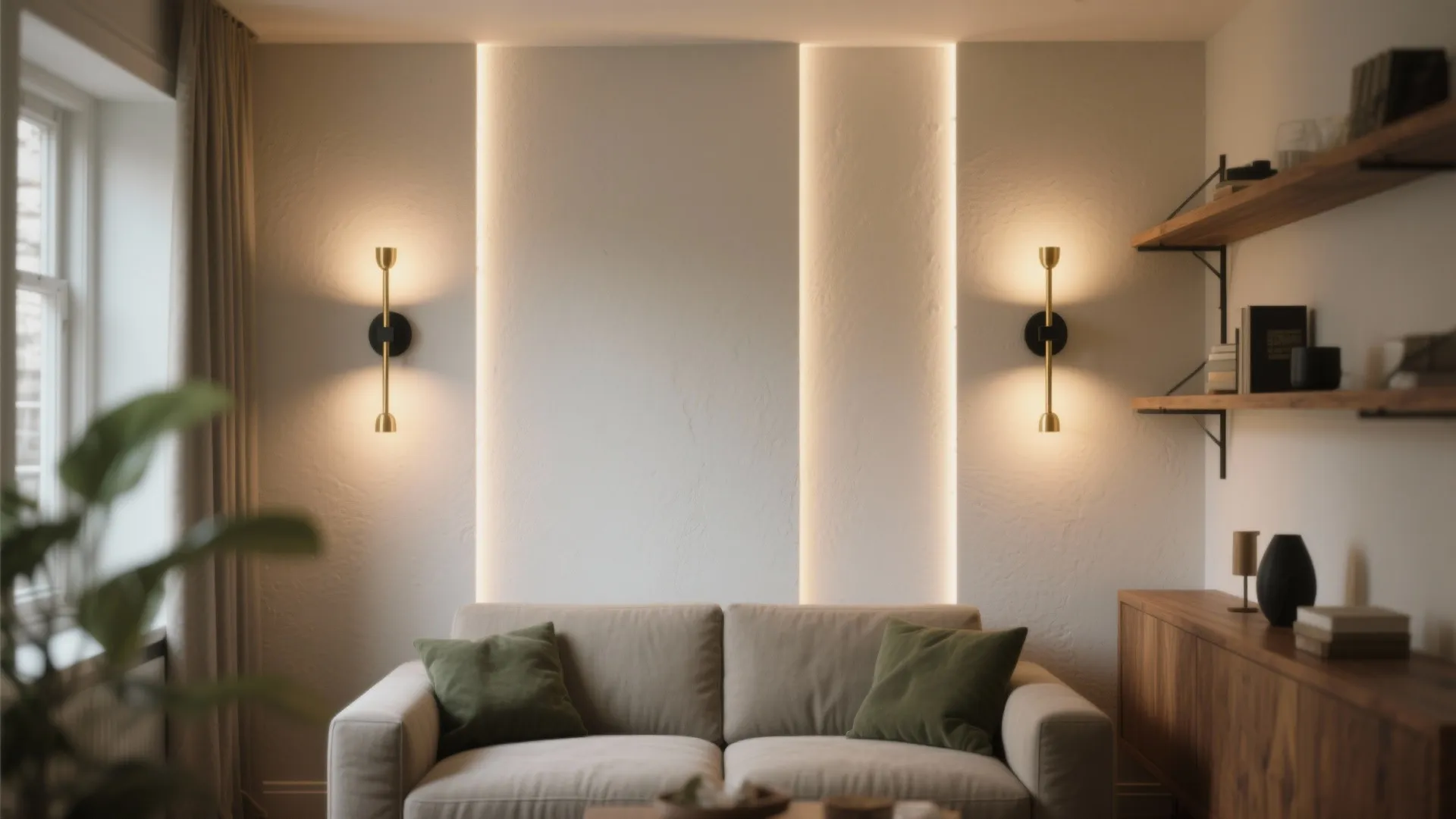 Layered wall sconces with gentle ambient wash