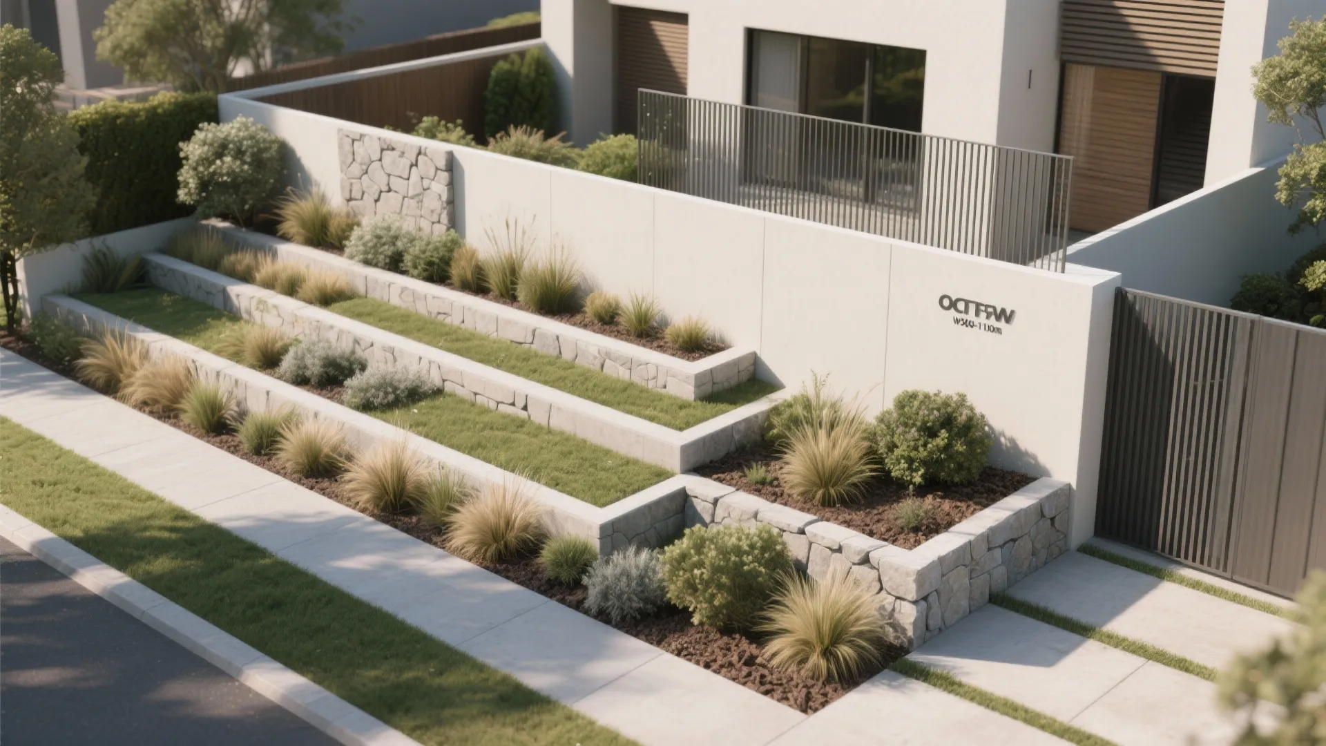 3) Layered Setbacks and Softscape Bands