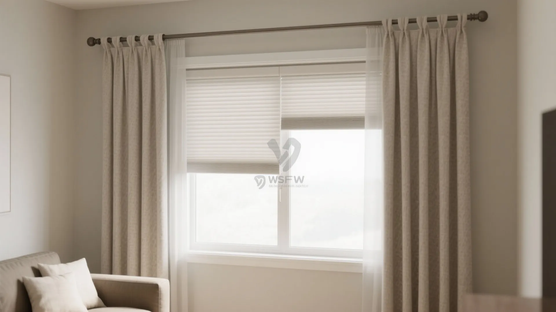 Layered shades + drapes for flexible privacy