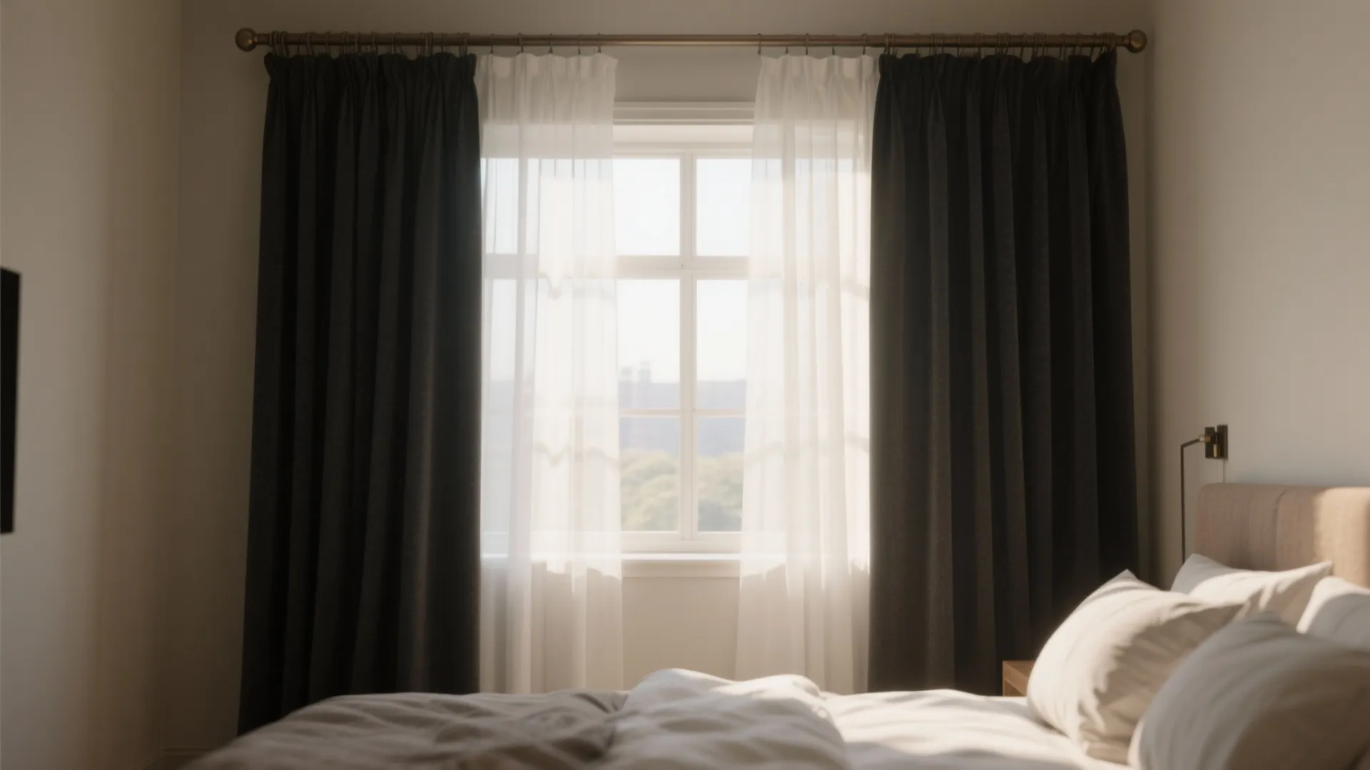 1. Layered Sheers and Blackout Panels