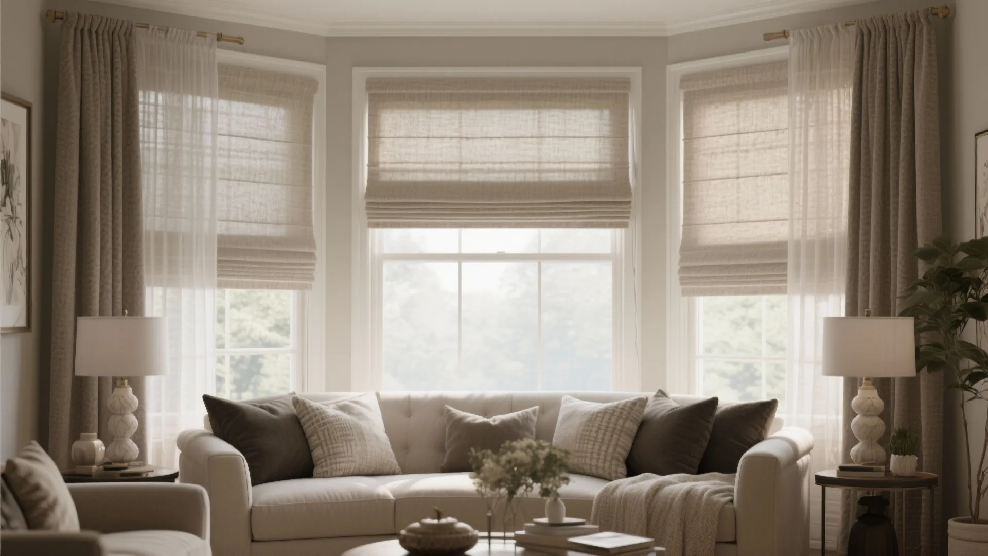 9. Layered Sheers with Roman Shades