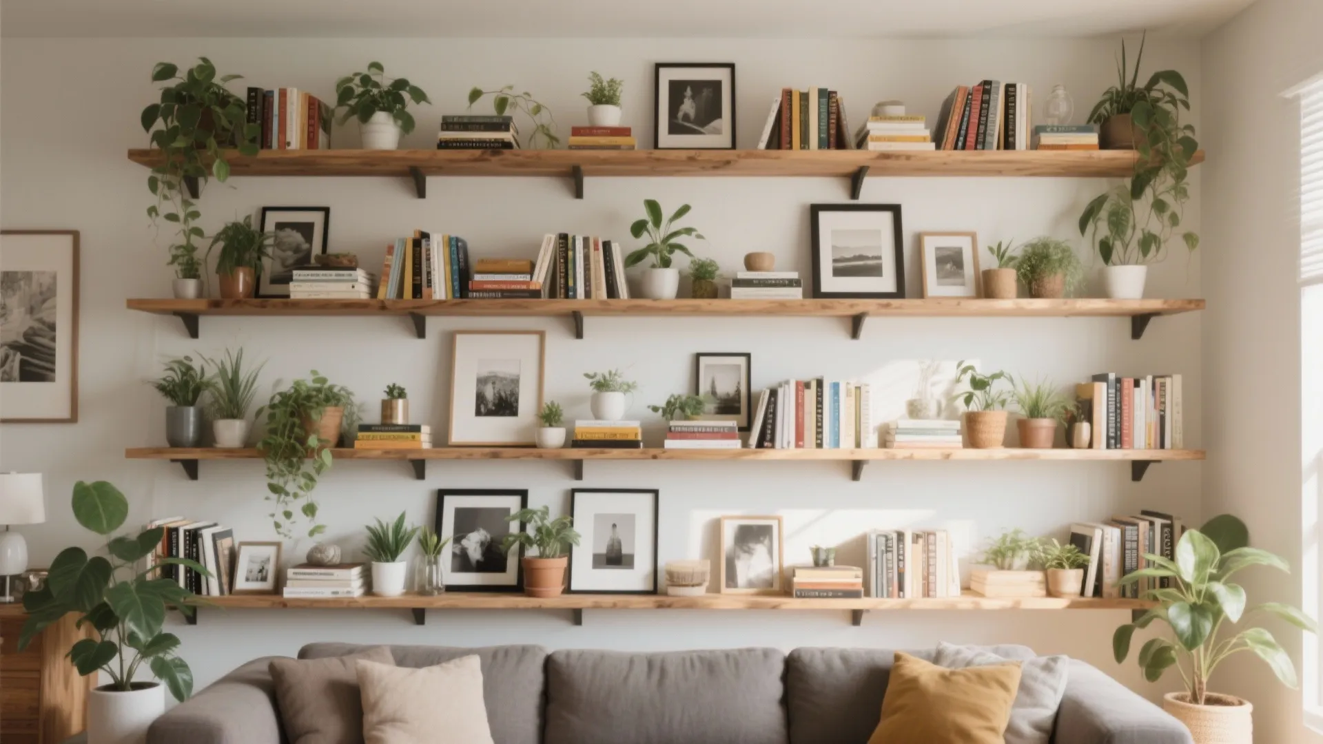 Layered Floating Shelf Wall