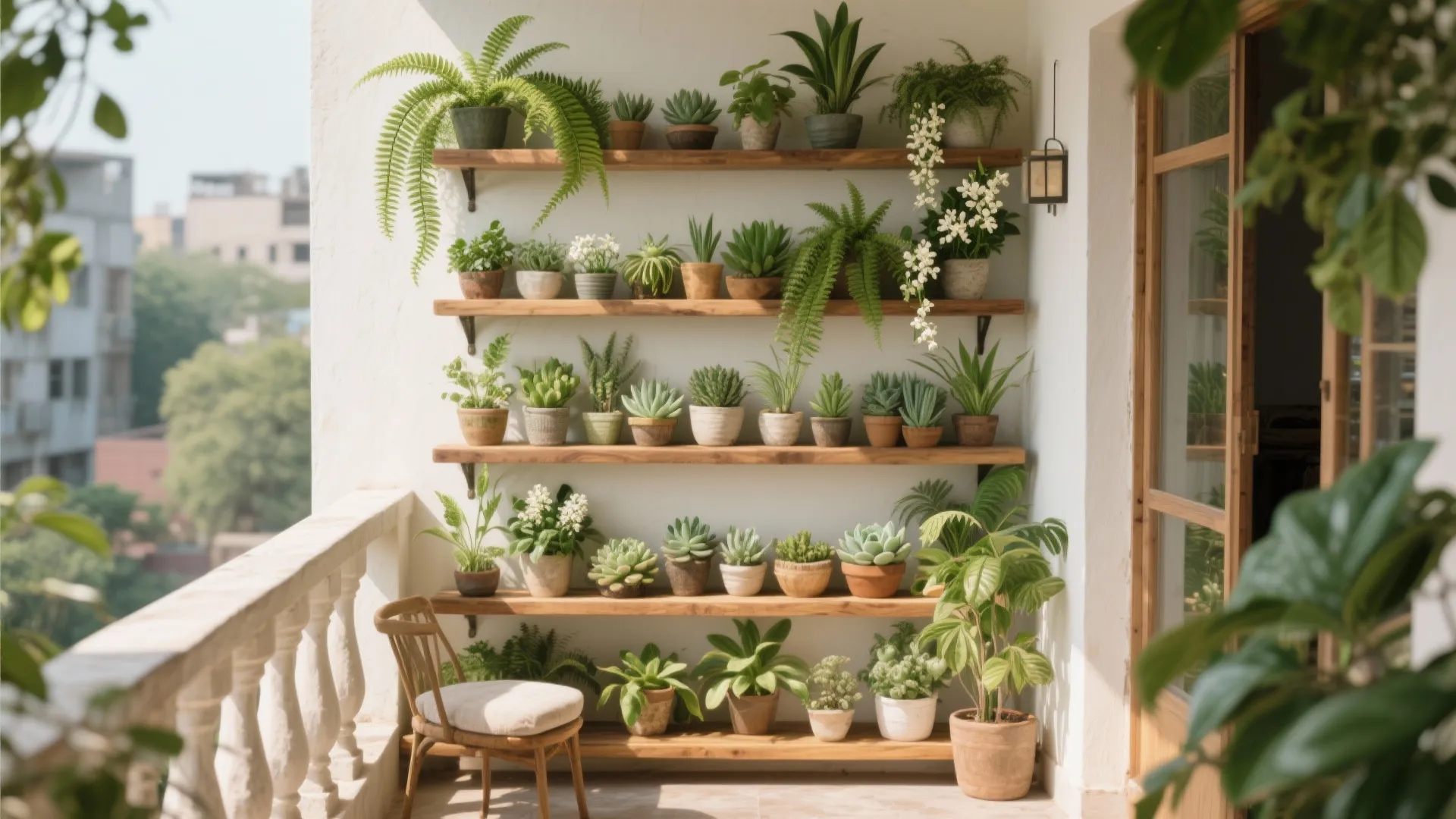 Layered shelves for pots