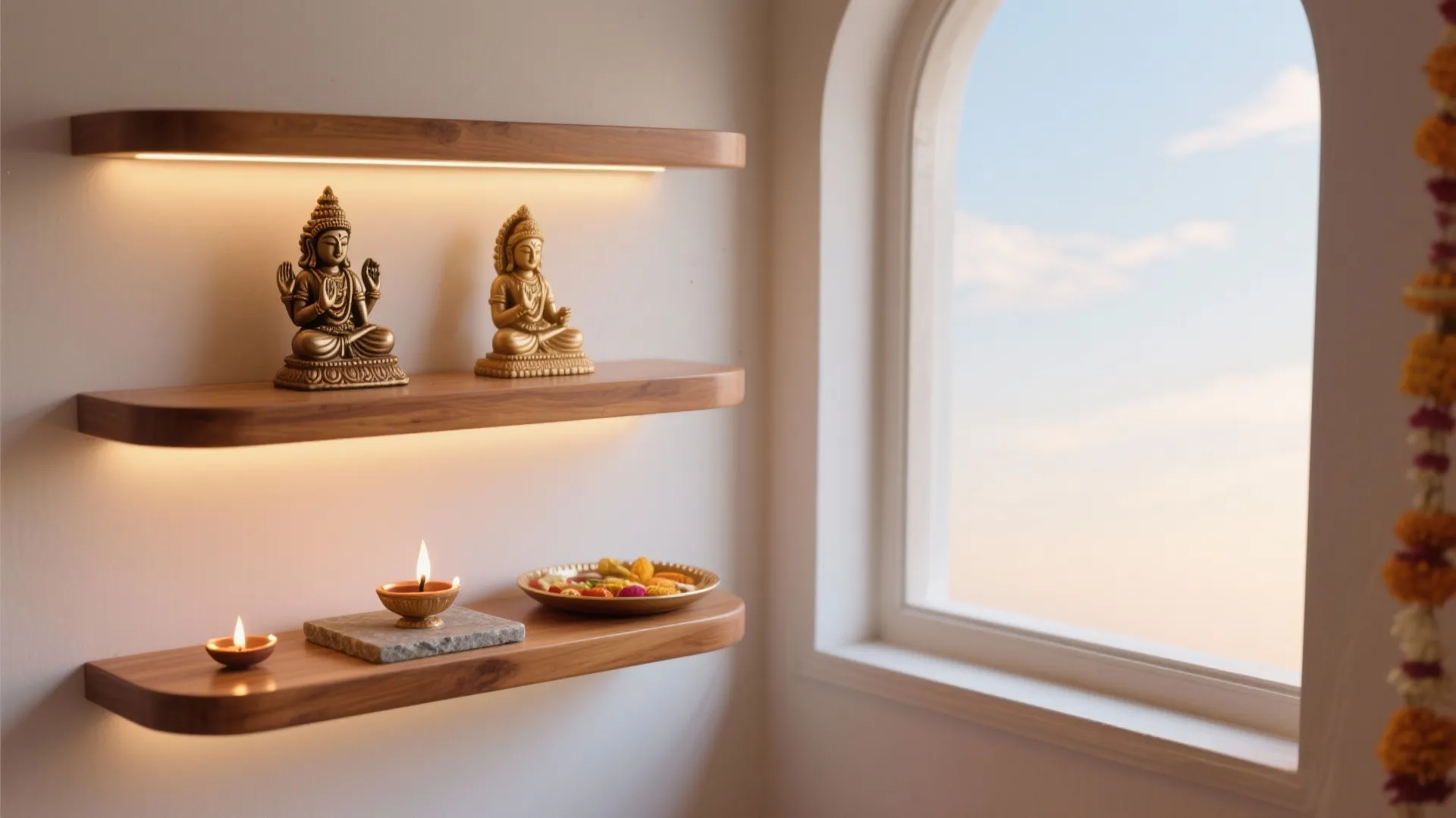 Layered Shelves with Vastu-Friendly Orientation