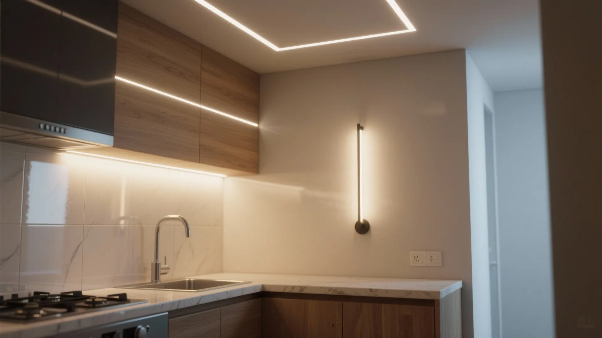 1. Layered lighting with slim fixtures