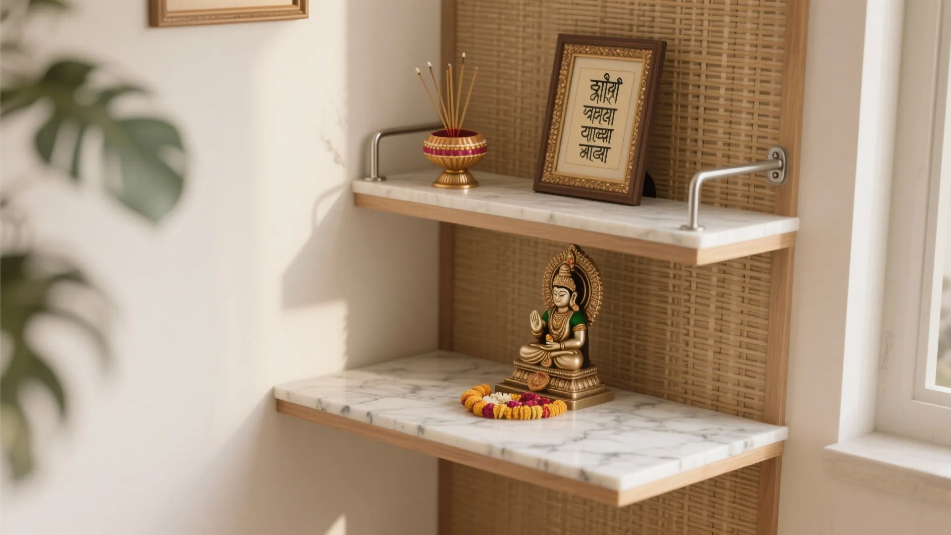Layered Shelving with Natural Stone